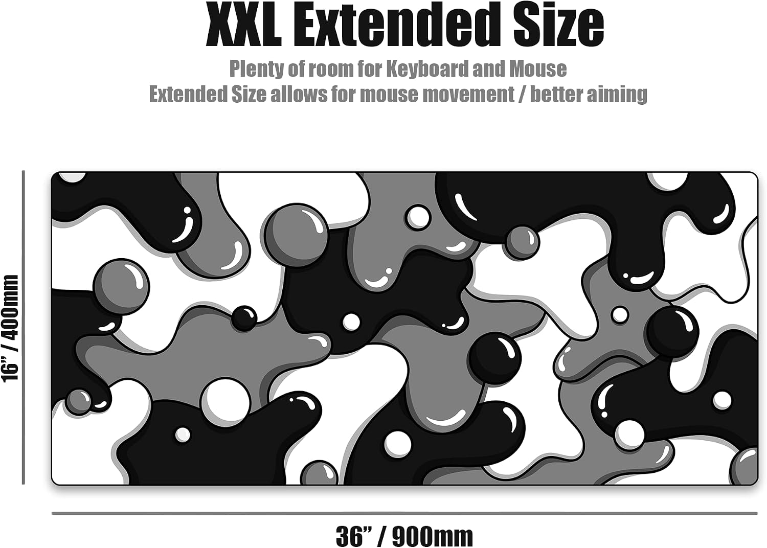 MOUSE PAD KRAKEN KEYBOARDS DRIP EDITION XXL NEGRO Y BLANCO 36X16 PULGADAS - 2