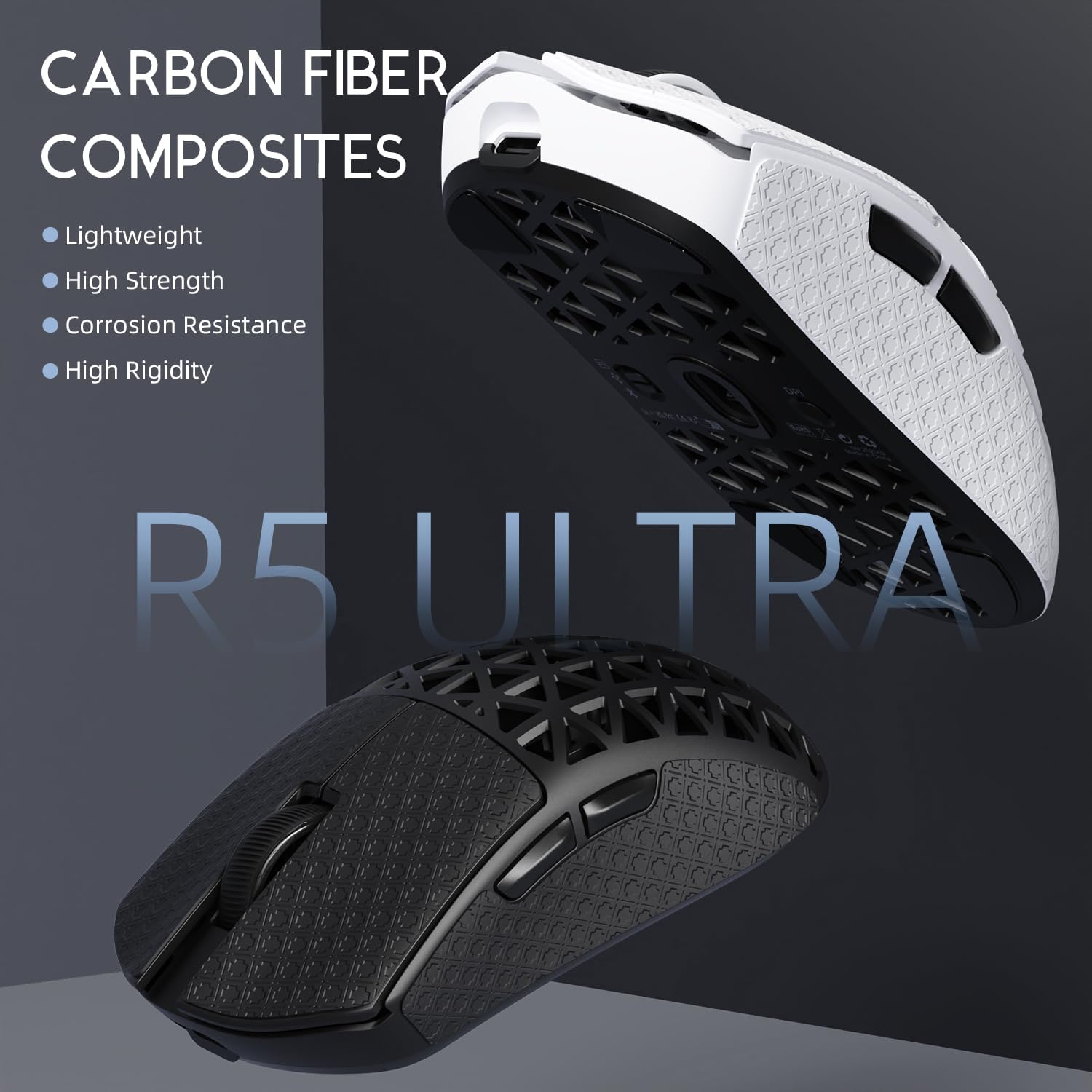 MOUSE GAMER ATTACK SHARK R5 ULTRA 8K FIBRA DE CARBONO INALÁMBRICO BLANCO - 2