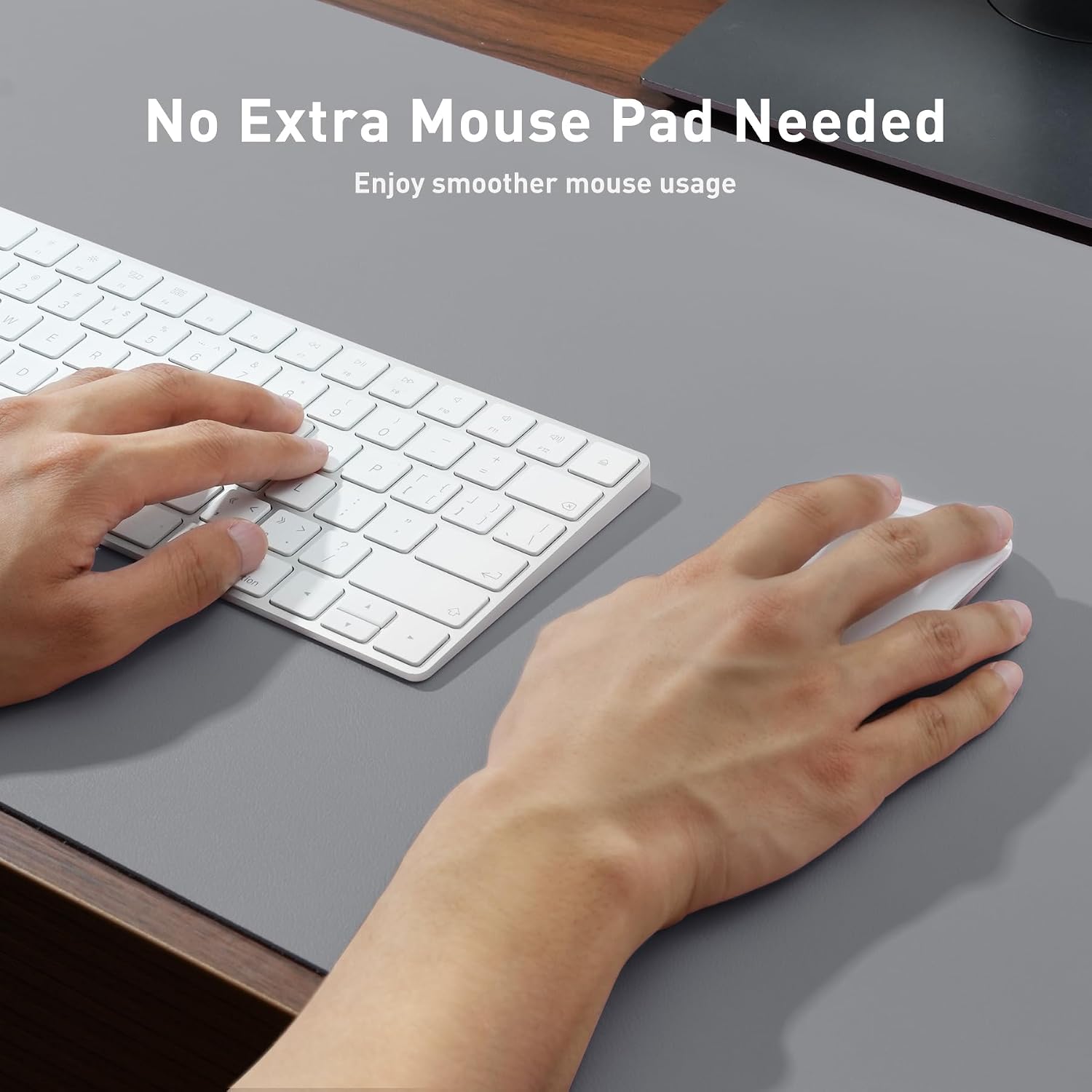 MOUSE PAD AOTHIA LEATHER DESK PAD PROTECTOR 23.6 X 13.7 PULGADAS GRIS CLARO - 4