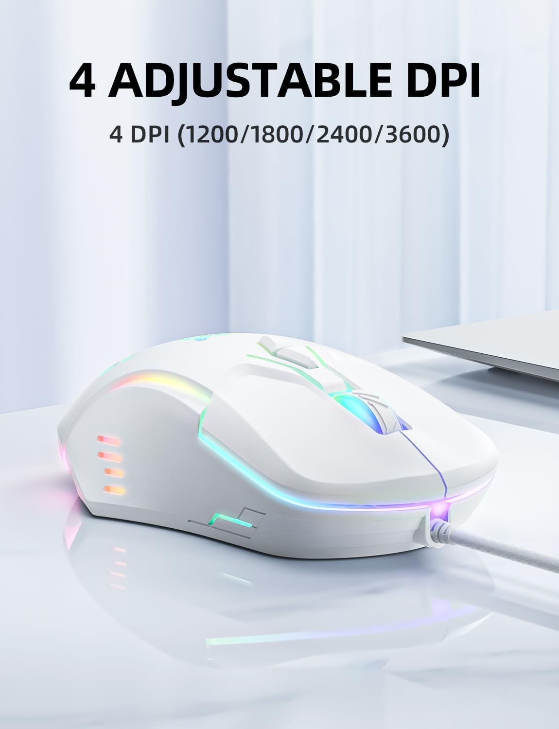 MOUSE GAMER ONIKUMA M530 BLANCO CON SENSOR PMW3389 Y 7 BOTONES PROGRAMABLES - 2