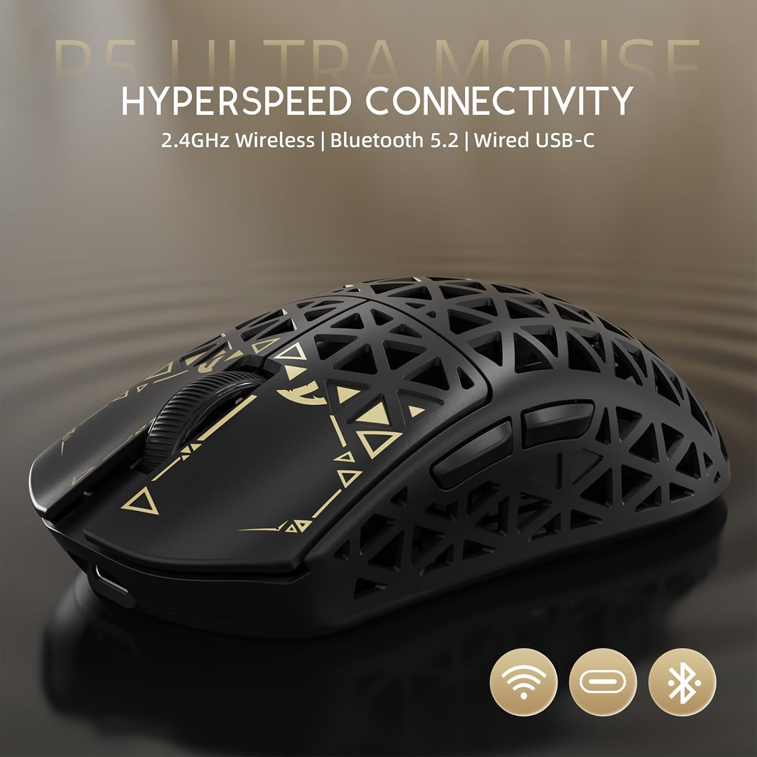 MOUSE GAMER ATTACK SHARK R5 ULTRA 8K CARBON FIBER INALÁMBRICO NEGRO - 5