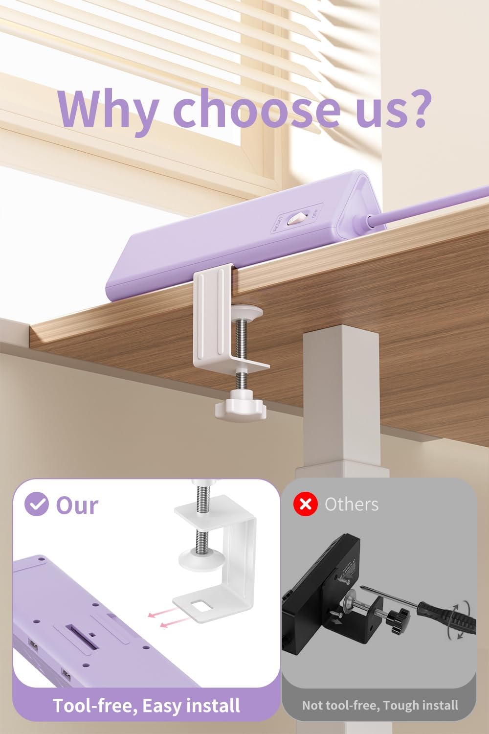 REGLETA CON ABRAZADERA ANNTANE 11 EN 1 USB-C 40W 2 M MORADO - 2
