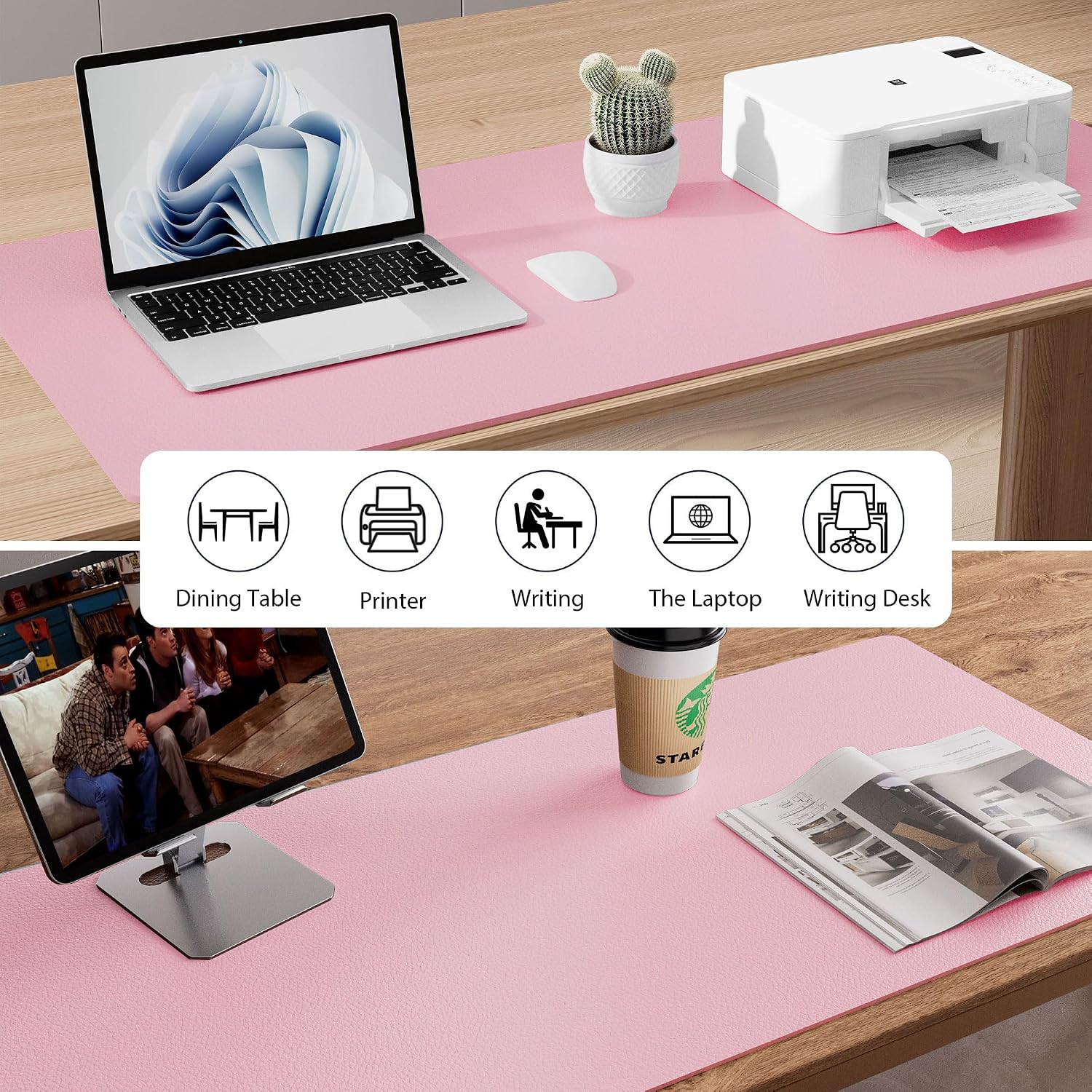 MOUSE PAD AOTHIA LEATHER DESK PAD PROTECTOR 60X35 CM ROSA HADA - 5