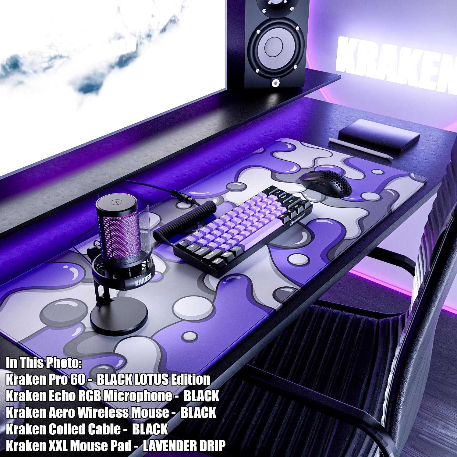 MOUSE PAD KRAKEN GAMING XXL LAVANDA DRIP - 3