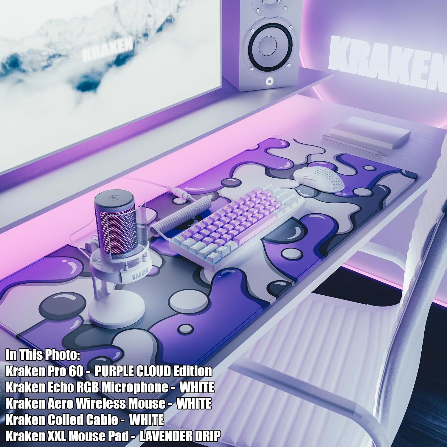 MOUSE PAD KRAKEN GAMING XXL LAVANDA DRIP - 4