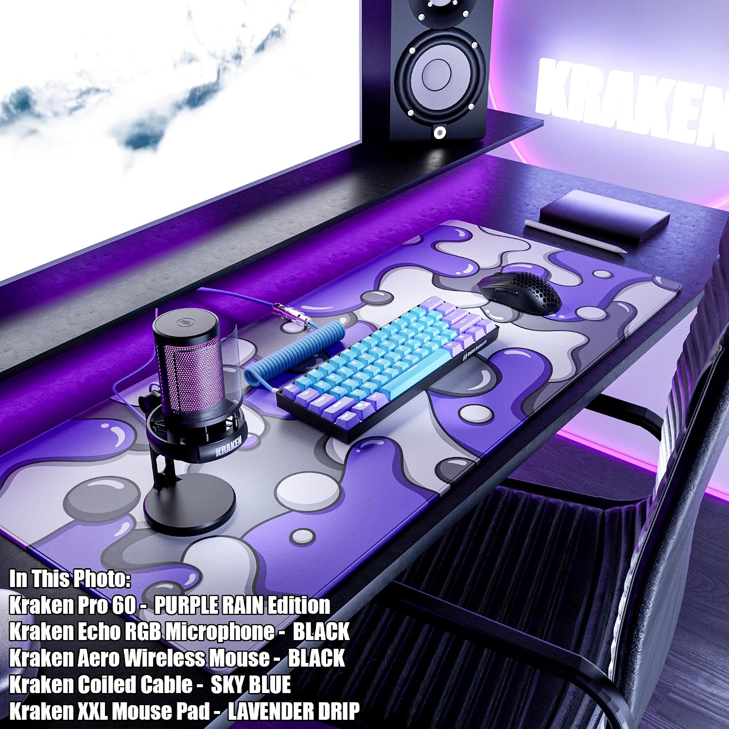 MOUSE PAD KRAKEN GAMING XXL LAVANDA DRIP - 5