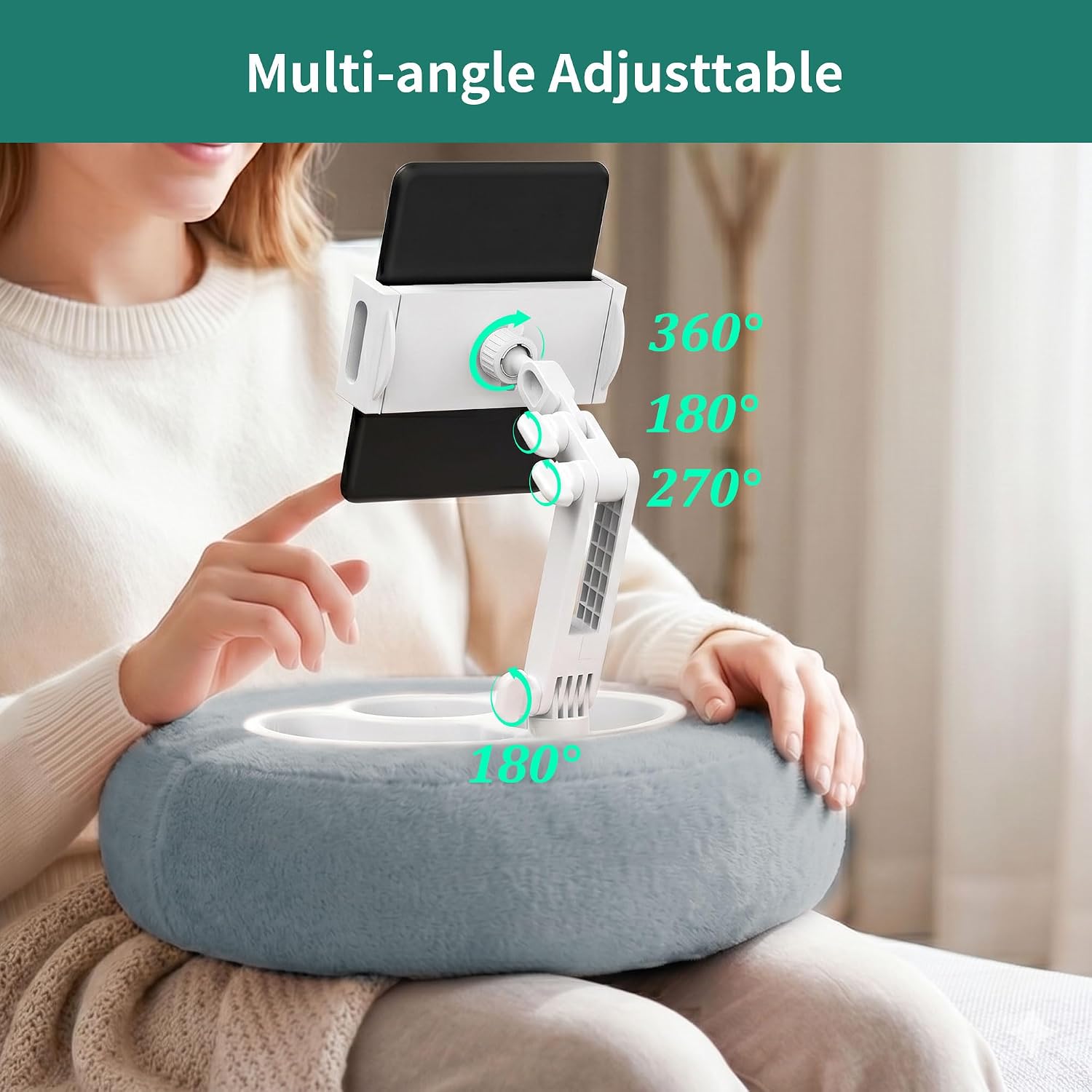 SOPORTE PARA TABLET Y KINDLE HOMEMOUNT CON BASE ALMOHADÓN Y BANDEJA PARA SNACKS GRIS - 3