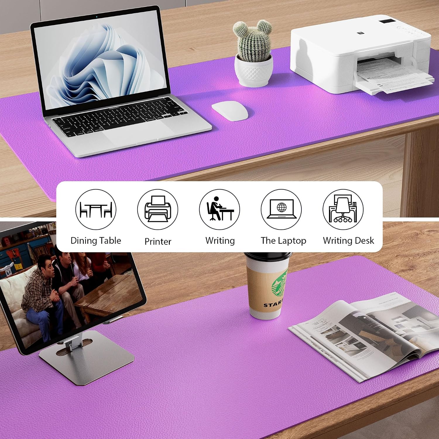 MOUSE PAD AOTHIA LEATHER DESK PAD PROTECTOR 23.6 X 13.7 PULGADAS AZUL VIOLETA - 5