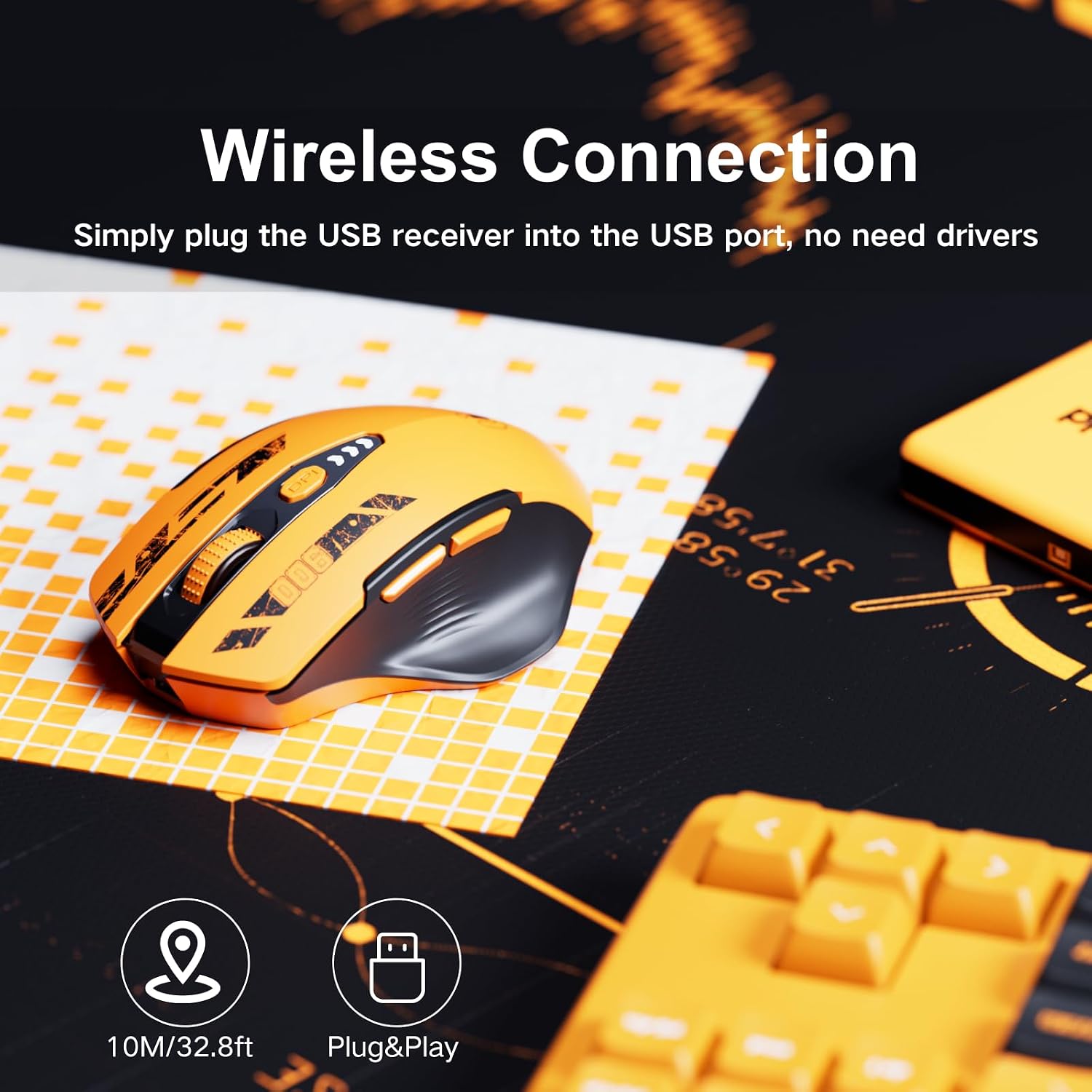 MOUSE INALÁMBRICO UINEER RECARGABLE 2.4GHZ CON INDICADOR DE BATERÍA - 2