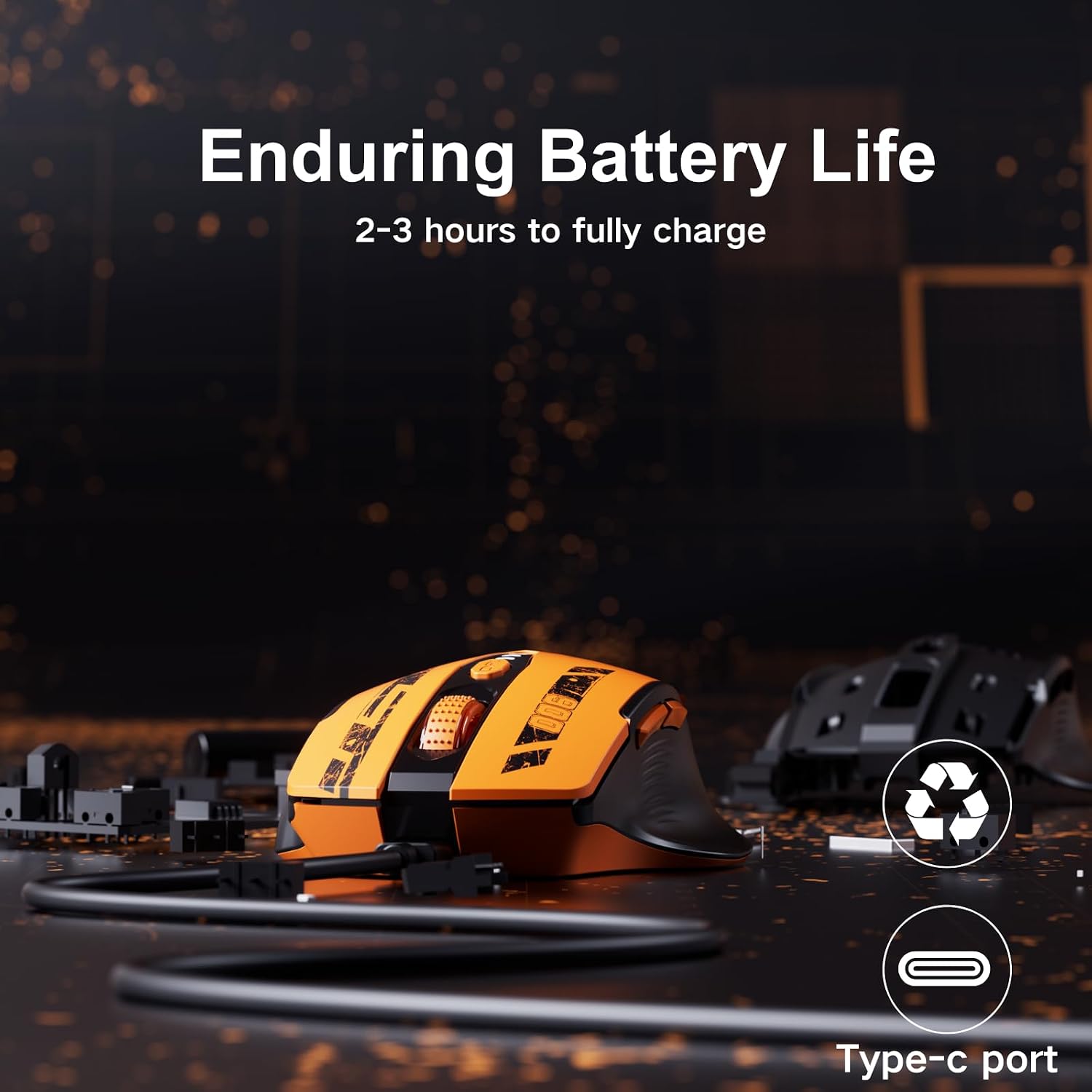 MOUSE INALÁMBRICO UINEER RECARGABLE 2.4GHZ CON INDICADOR DE BATERÍA - 5