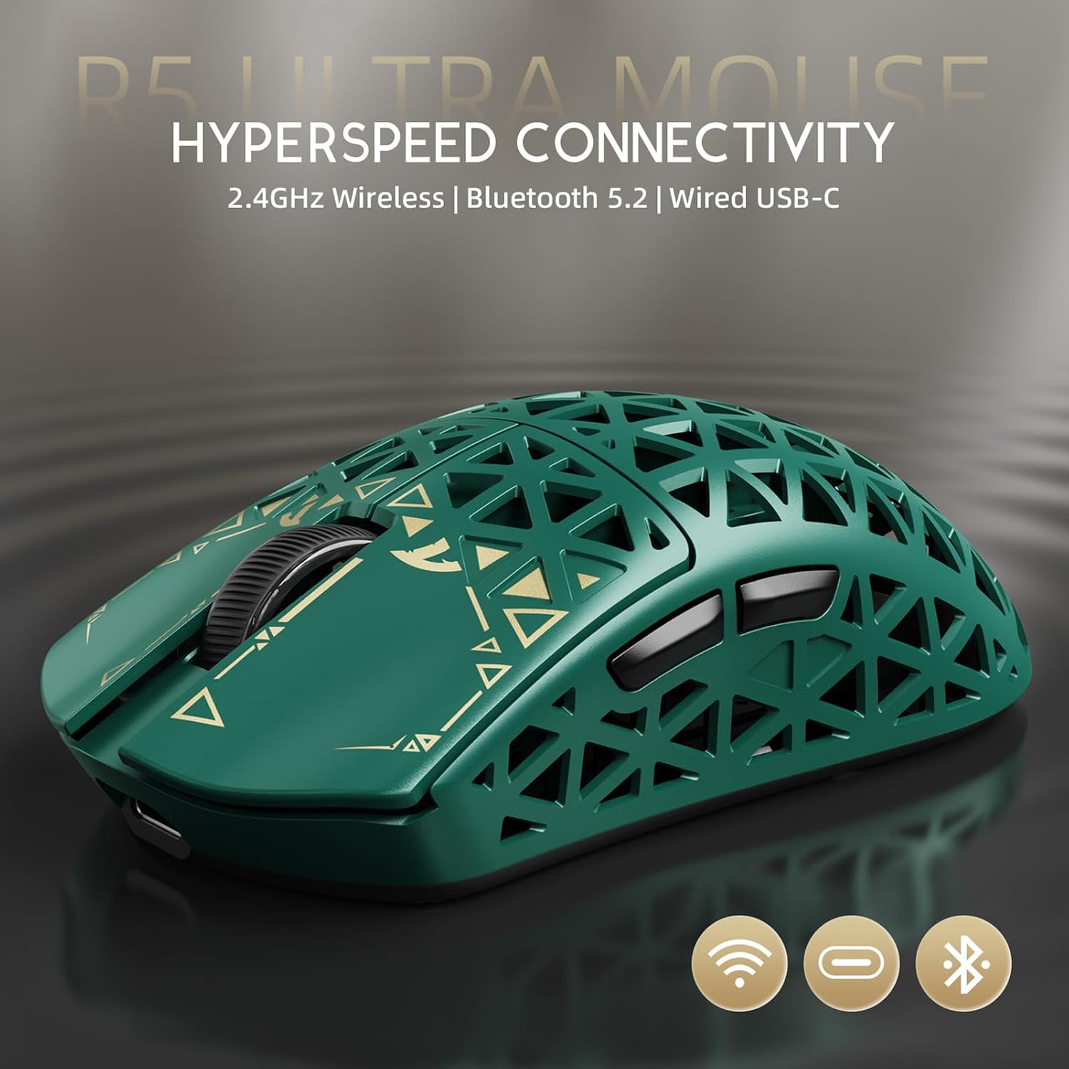 MOUSE GAMER ATTACK SHARK R5 ULTRA 8K FIBRA DE CARBONO INALÁMBRICO VERDE - 4