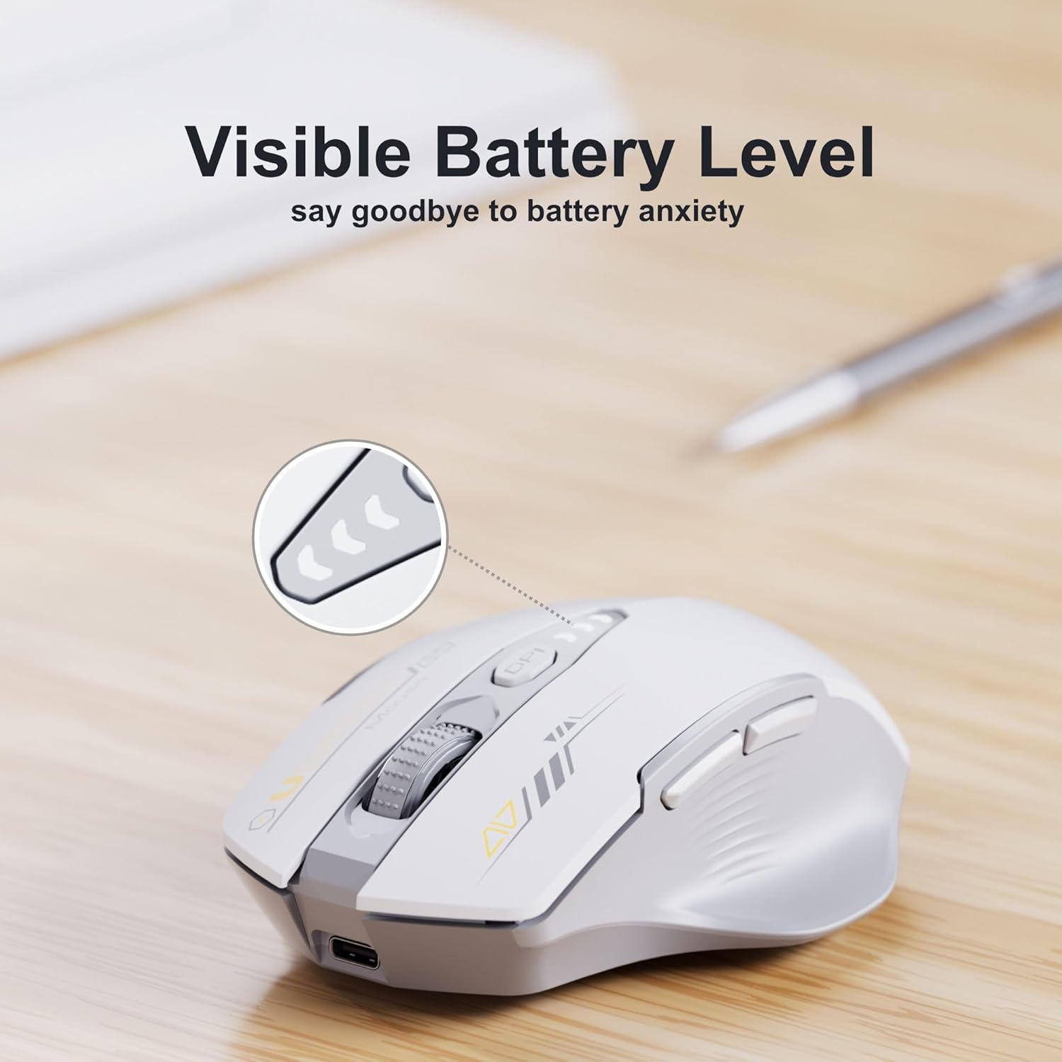 MOUSE INALÁMBRICO UINEER RECARGABLE 2.4GHZ CON INDICADOR DE BATERÍA - 3