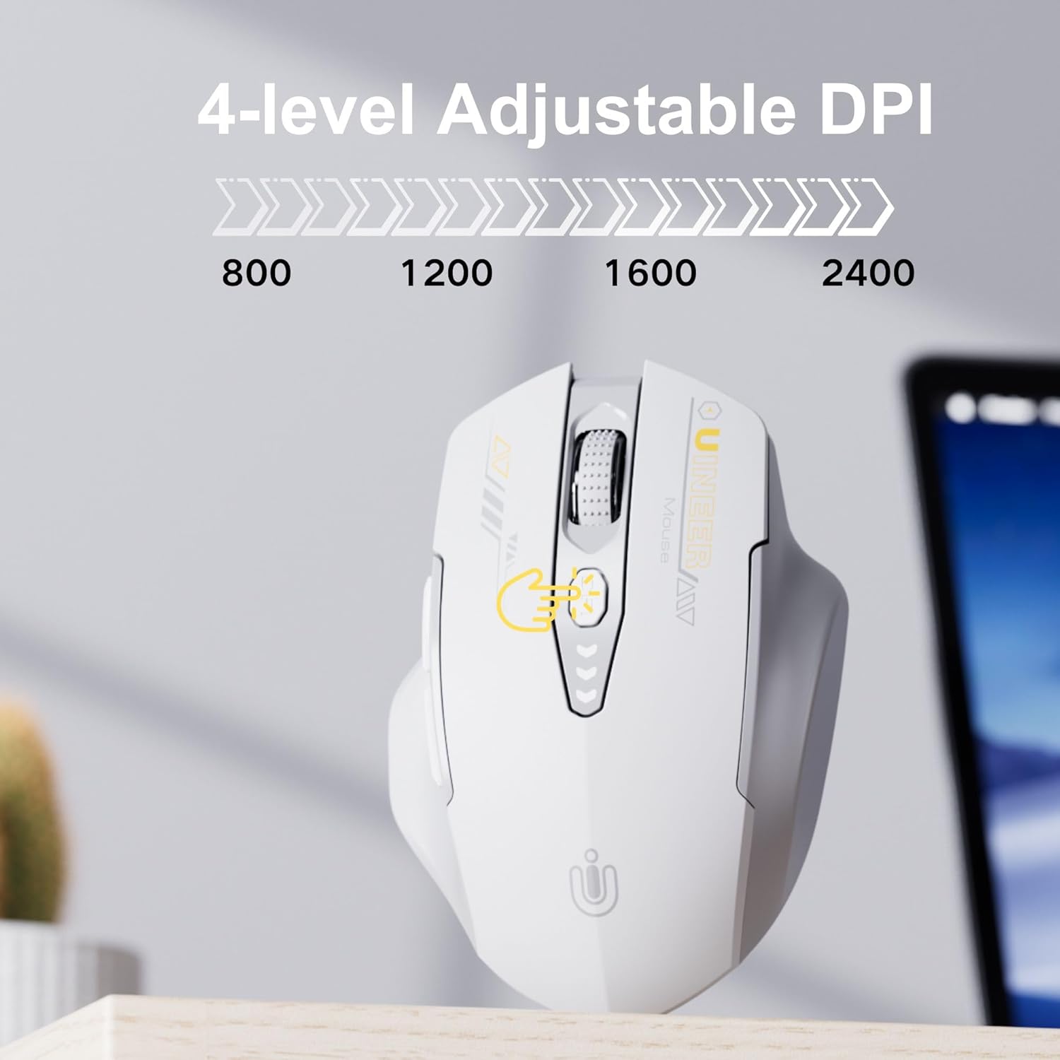 MOUSE INALÁMBRICO UINEER RECARGABLE 2.4GHZ CON INDICADOR DE BATERÍA - 4