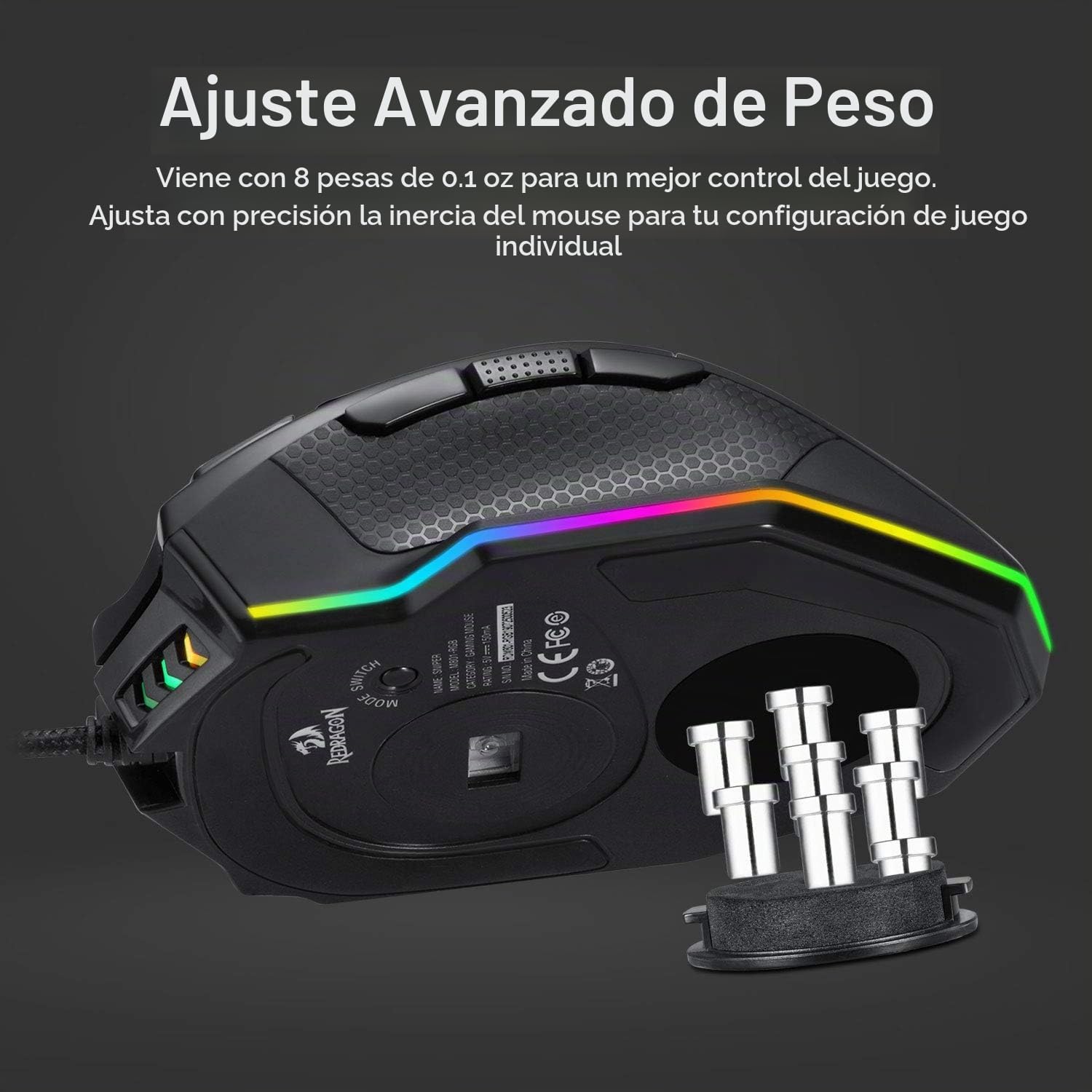MOUSE GAMER REDRAGON M801 RGB 16000 DPI 9 BOTONES PROGRAMABLES NEGRO - 3