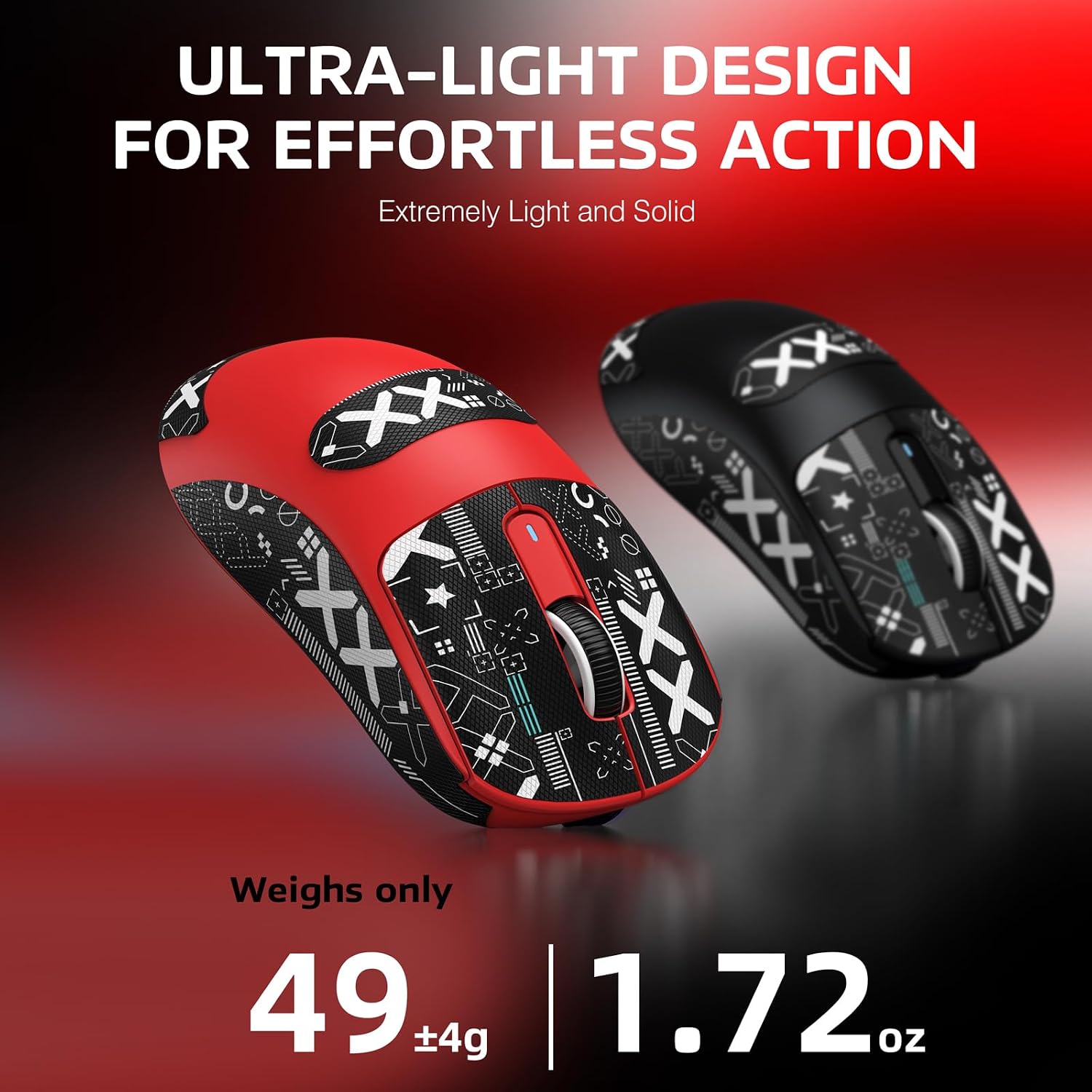 MOUSE GAMER MANBASNAKE ATTACK SHARK X3 49G INALÁMBRICO ROJO - 3