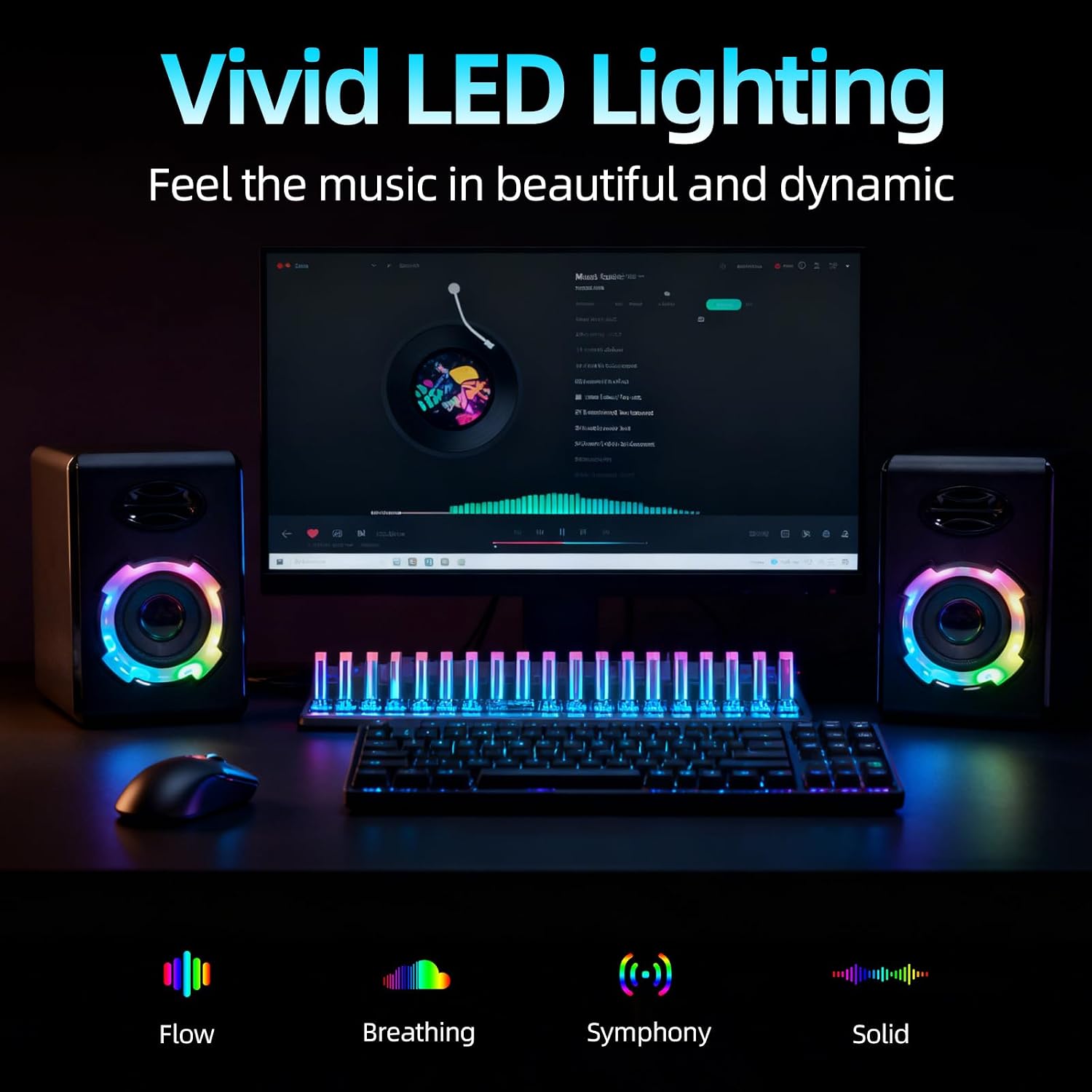 PARLANTES PARA PC ODOPODOP RGB BLUETOOTH 5.0 BARRA DE SONIDO USB NEGRO - 3