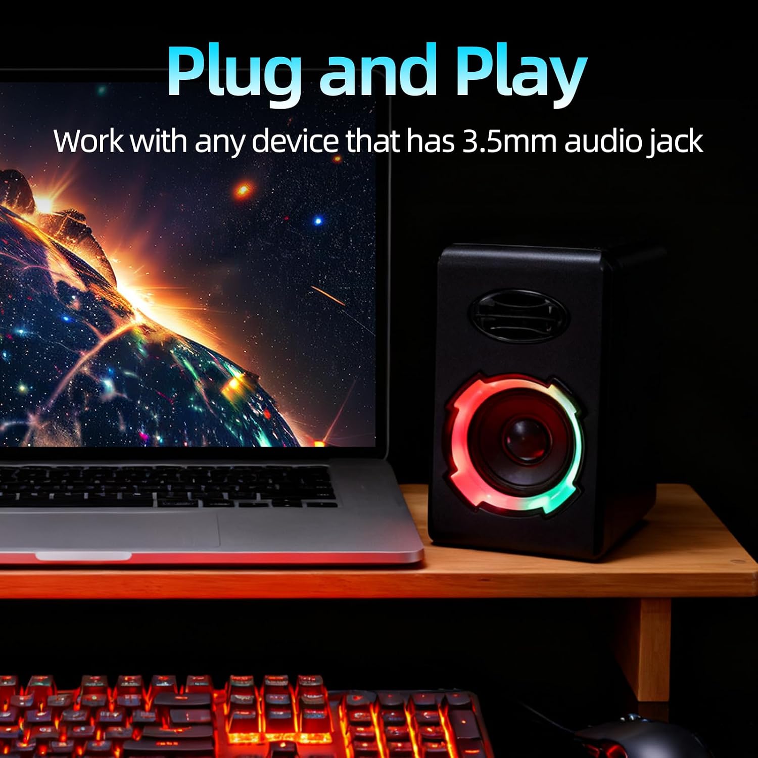 PARLANTES PARA PC ODOPODOP RGB BLUETOOTH 5.0 BARRA DE SONIDO USB NEGRO - 4