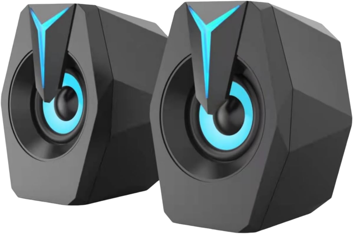 PARLANTES PARA PC ODOPODOP RGB GAMING USB CON CONTROL REMOTO Y LUCES DINÁMICAS NEGRO - 1