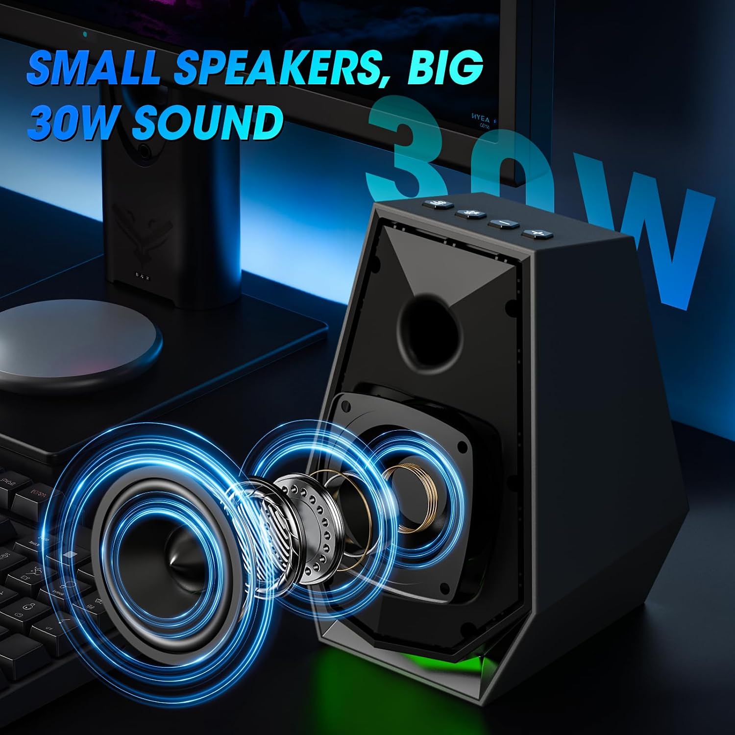 PARLANTES PARA PC BESTISAN GAMING 30W BLUETOOTH AUX TIPO-C - 5