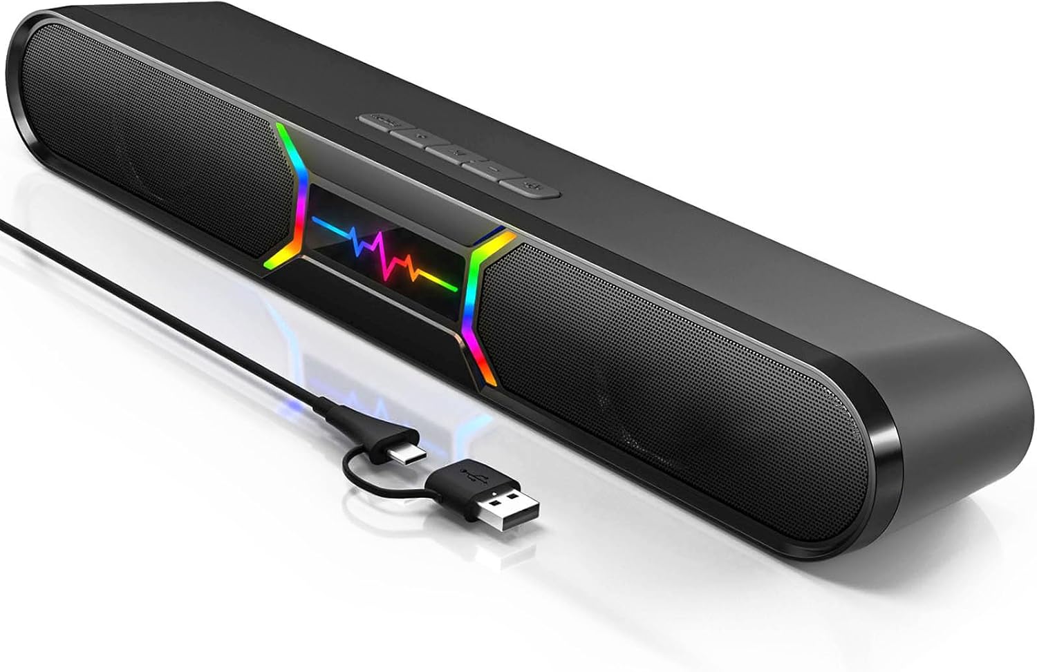 PARLANTES PARA PC HEGMUXCO SOUNDBAR BLUETOOTH RGB CARBONO - 2