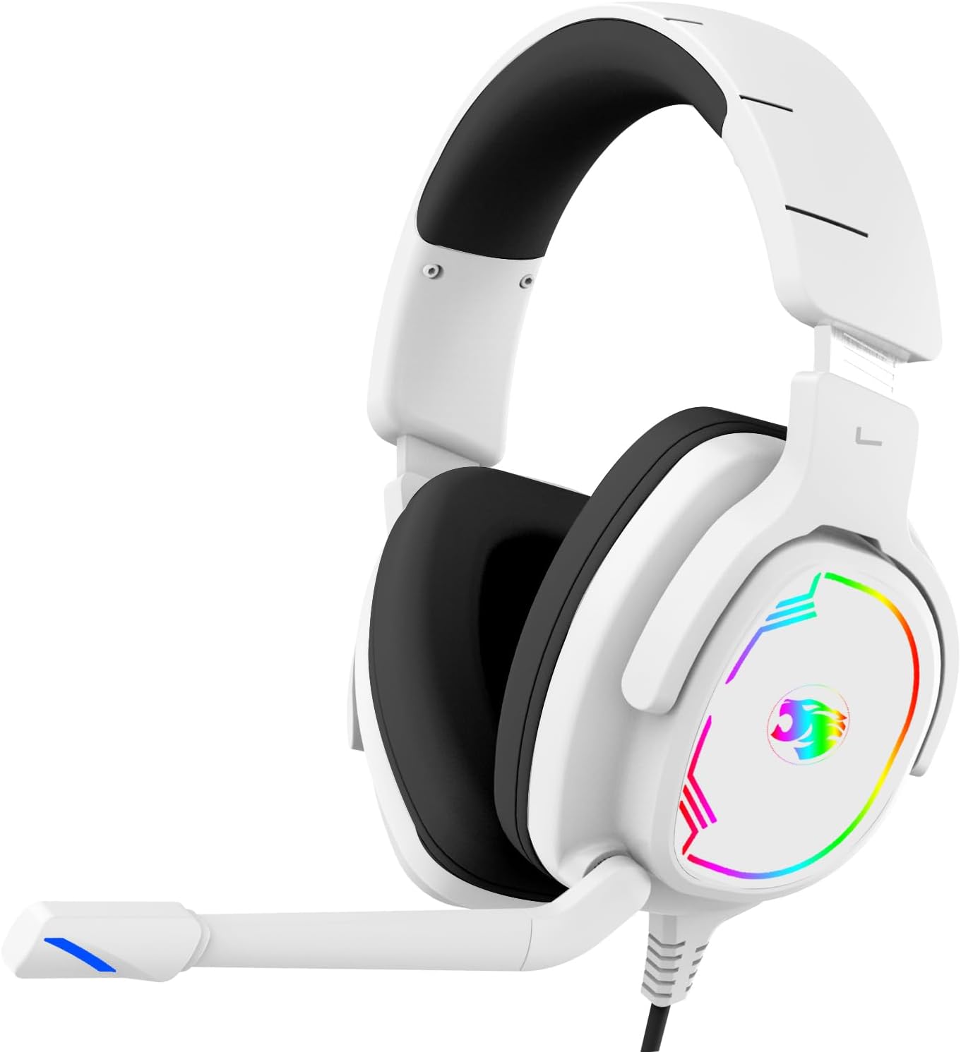 HEADSET PARA GAMING JIMONYER CON MICRÓFONO, SONIDO 7.1, CANCELACIÓN DE RUIDO, RGB, OVER EAR BLANCO - 1