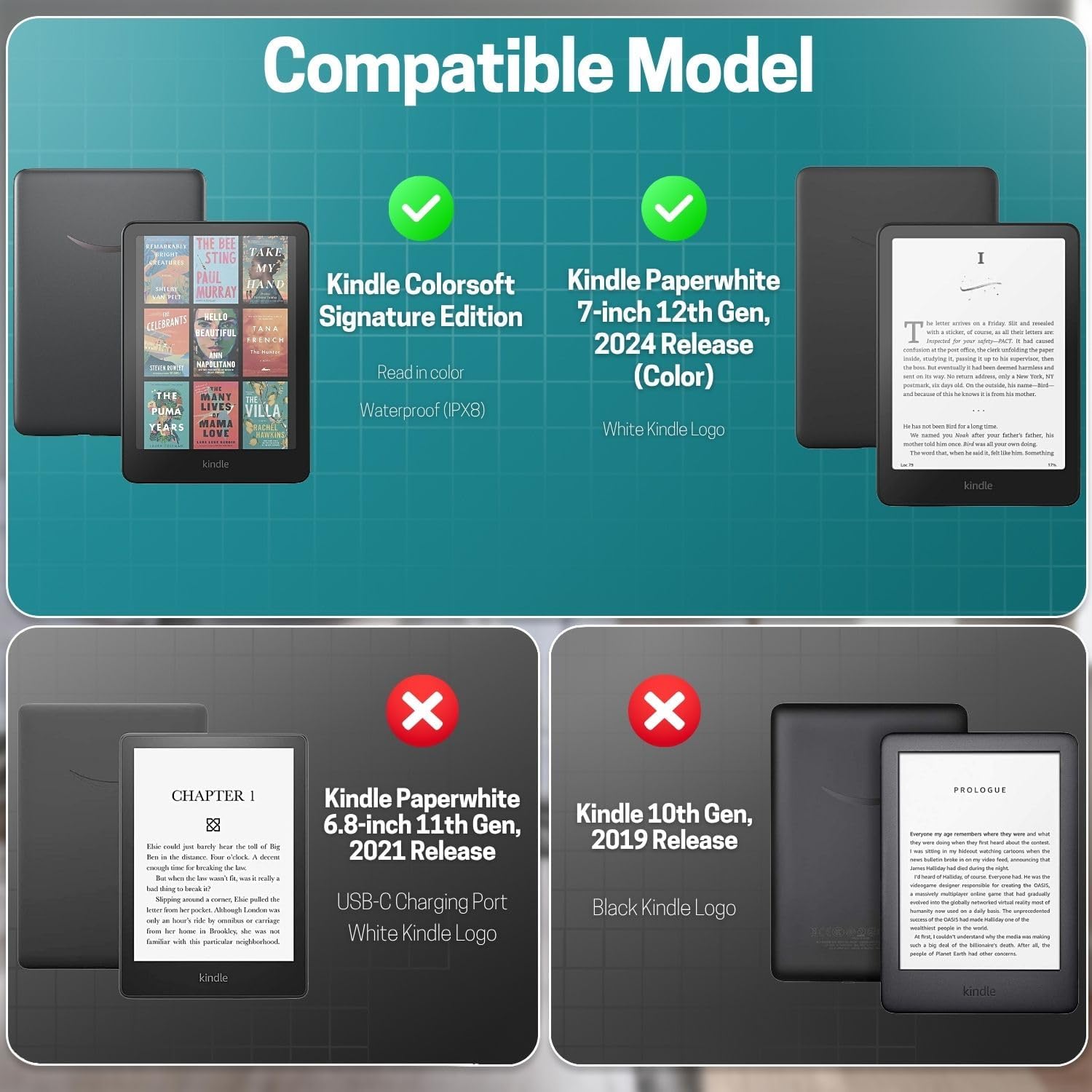 FUNDA PARA KINDLE PAPERWHITE TNP 12ª GENERACIÓN COLORSOFT 7 PULGADAS VERDE OSCURO - 2