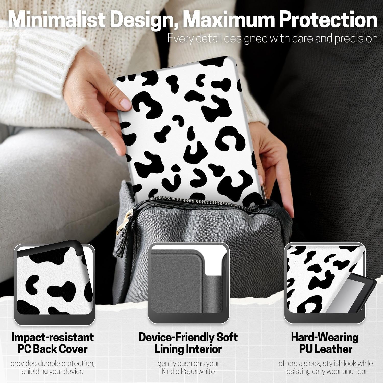 FUNDA PARA KINDLE PAPERWHITE TNP 12ª GENERACIÓN 7 PULGADAS ESTAMPADO VACA - 5