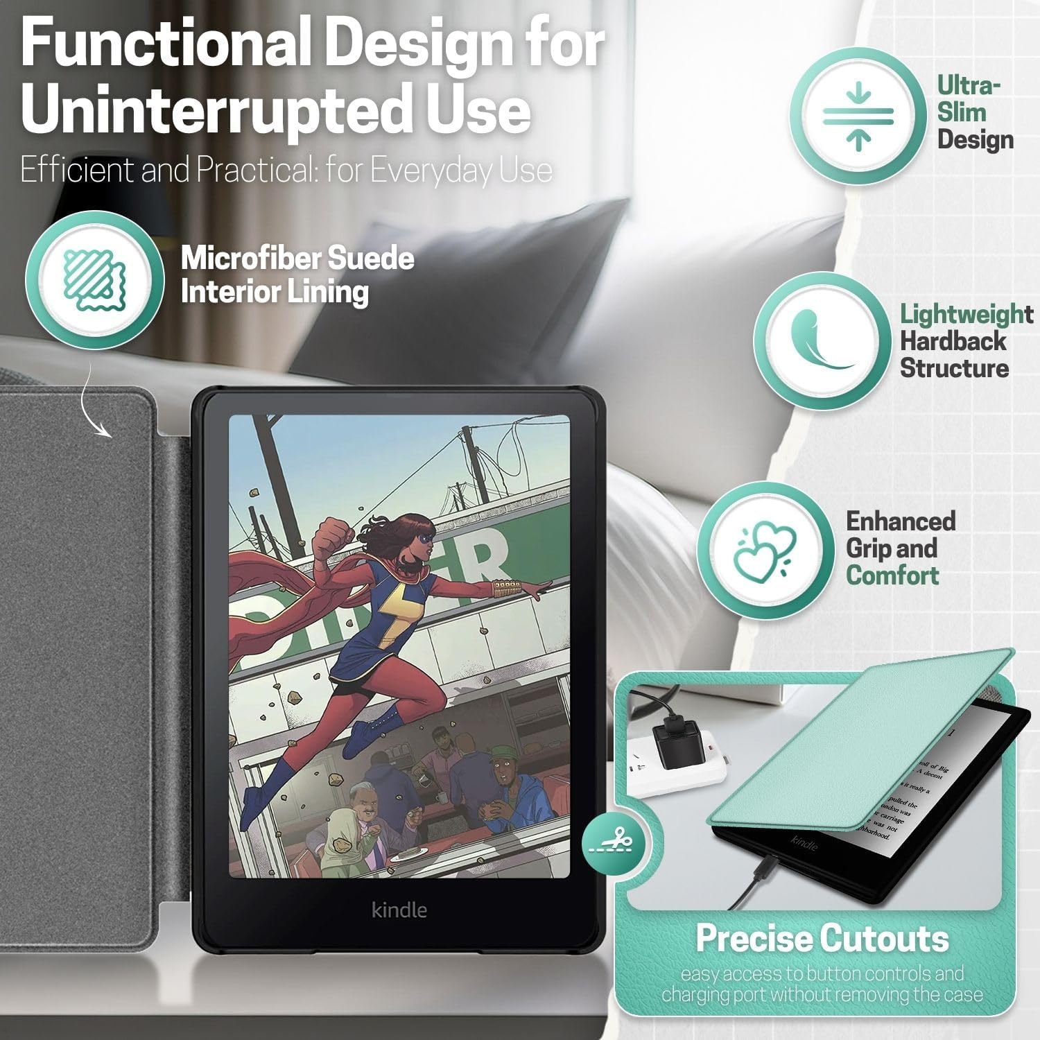 FUNDA PARA KINDLE PAPERWHITE TNP COLORSOFT 7 PULGADAS VERDE AGAVE - 4