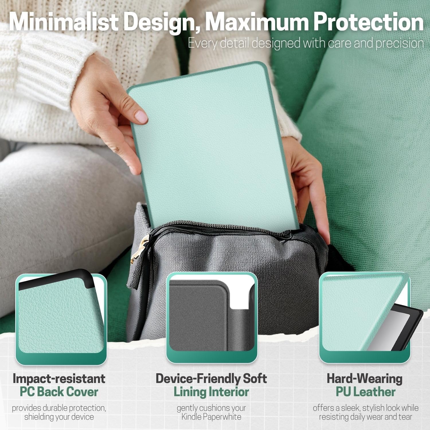 FUNDA PARA KINDLE PAPERWHITE TNP COLORSOFT 7 PULGADAS VERDE AGAVE - 5