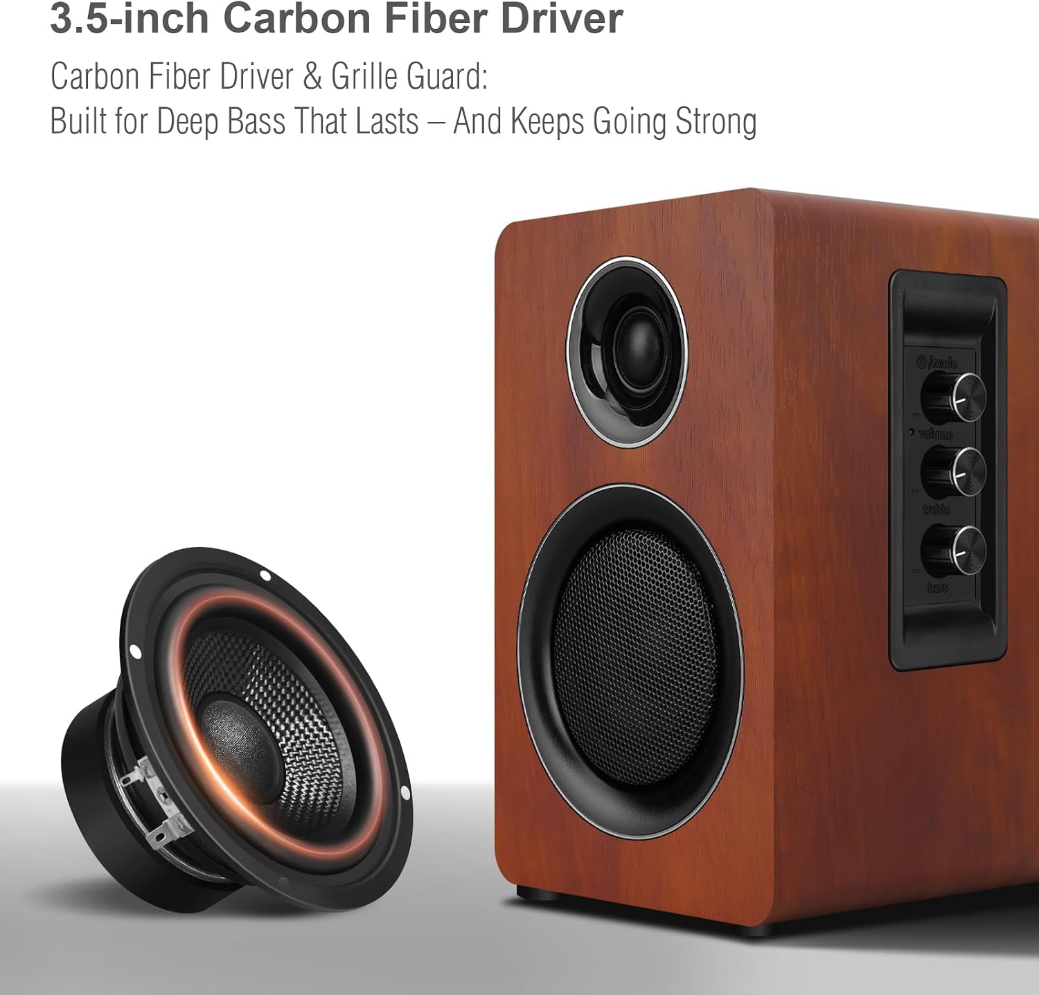 PARLANTES DE COMPUTADORA ZQMMSPK BLUETOOTH 5.3 USB-C AUX RCA WOOFER 3.5 PULGADAS MARRÓN - 2