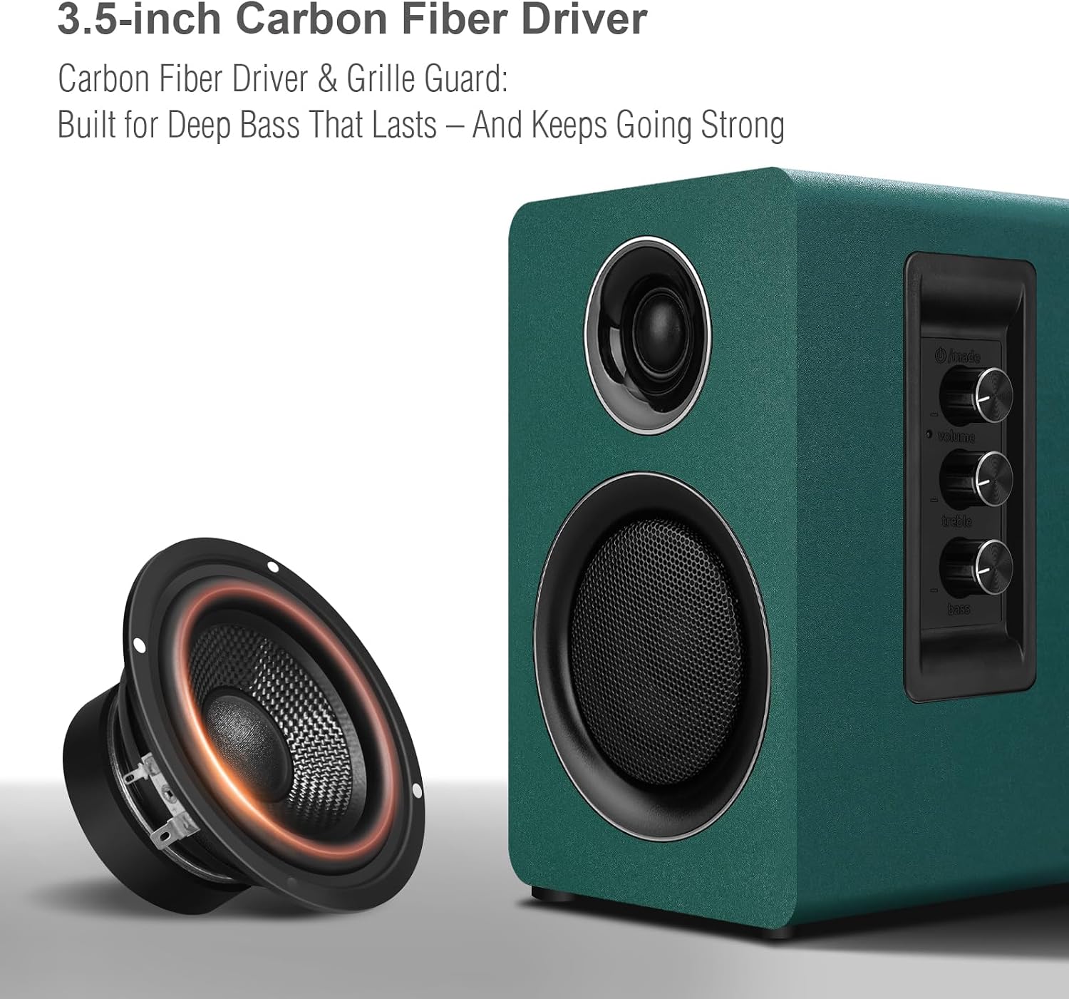 PARLANTES DE COMPUTADORA ZQMMSPK BLUETOOTH 5.3 USB-C AUX RCA 3.5 PULGADAS VERDE - 2