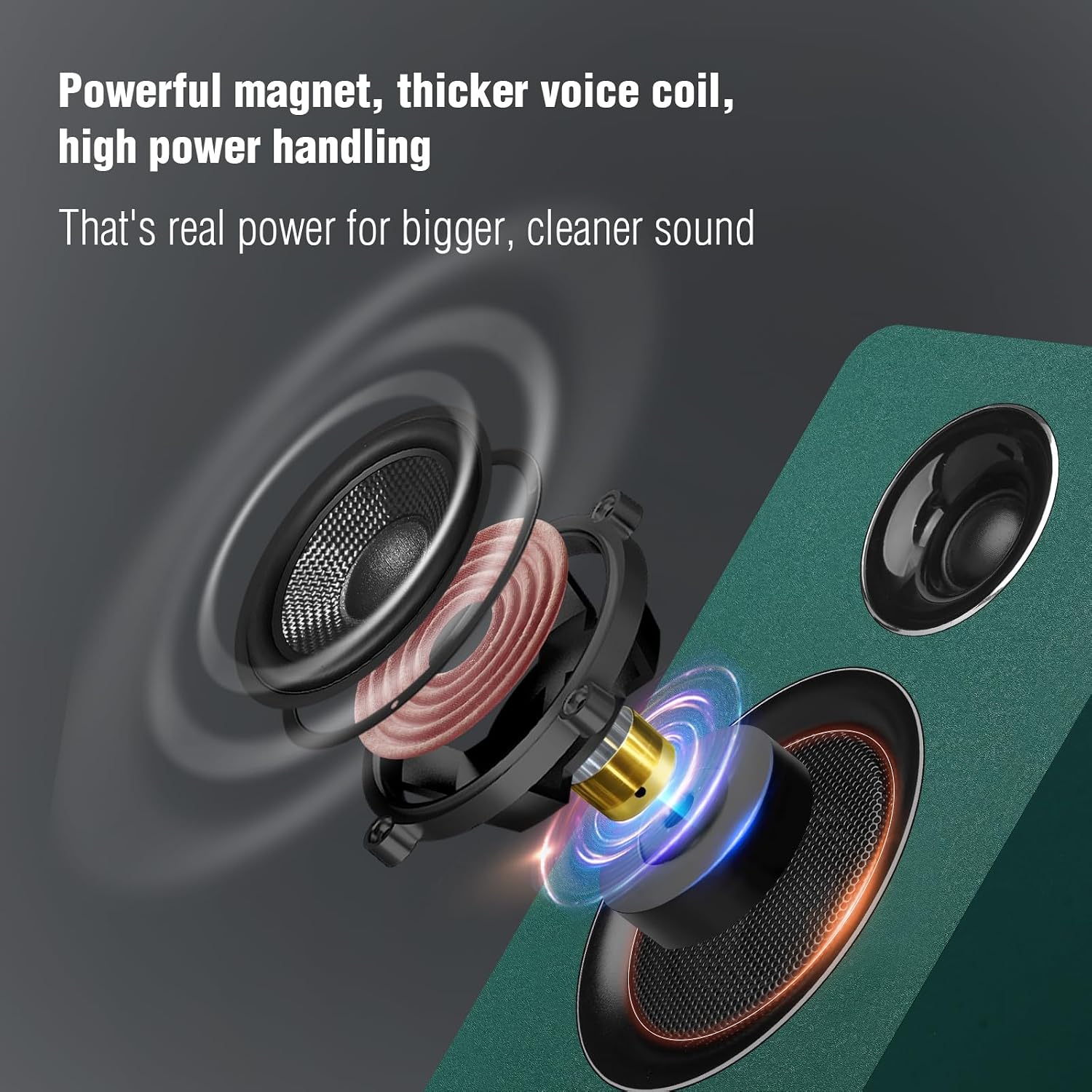 PARLANTES DE COMPUTADORA ZQMMSPK BLUETOOTH 5.3 USB-C AUX RCA 3.5 PULGADAS VERDE - 3