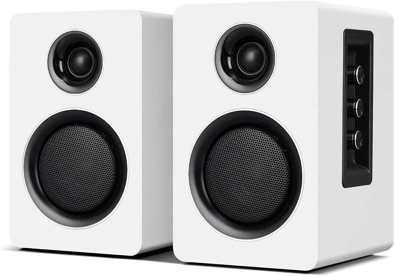 PARLANTES DE COMPUTADORA ZQMMSPK BLUETOOTH 5.3 USB-C AUX RCA 3.5 PULGADAS BLANCO - 1