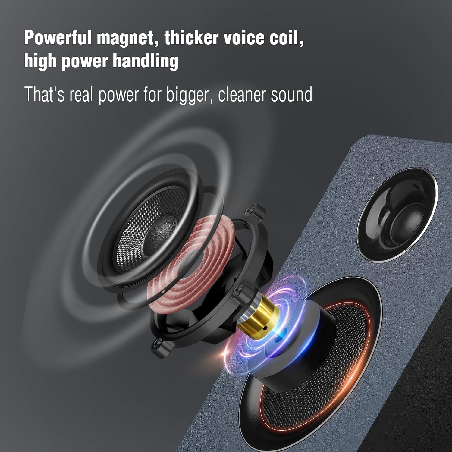 PARLANTES DE COMPUTADORA ZQMMSPK BLUETOOTH 5.3 USB-C AUX RCA 3.5 PULGADAS GRIS - 3