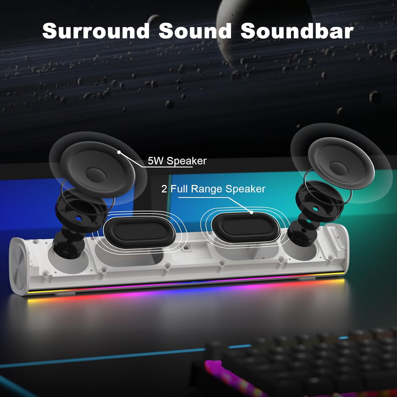 PARLANTES BLUETOOTH SOULION R50 PARA COMPUTADORA USB PLUG Y PLAY - 5