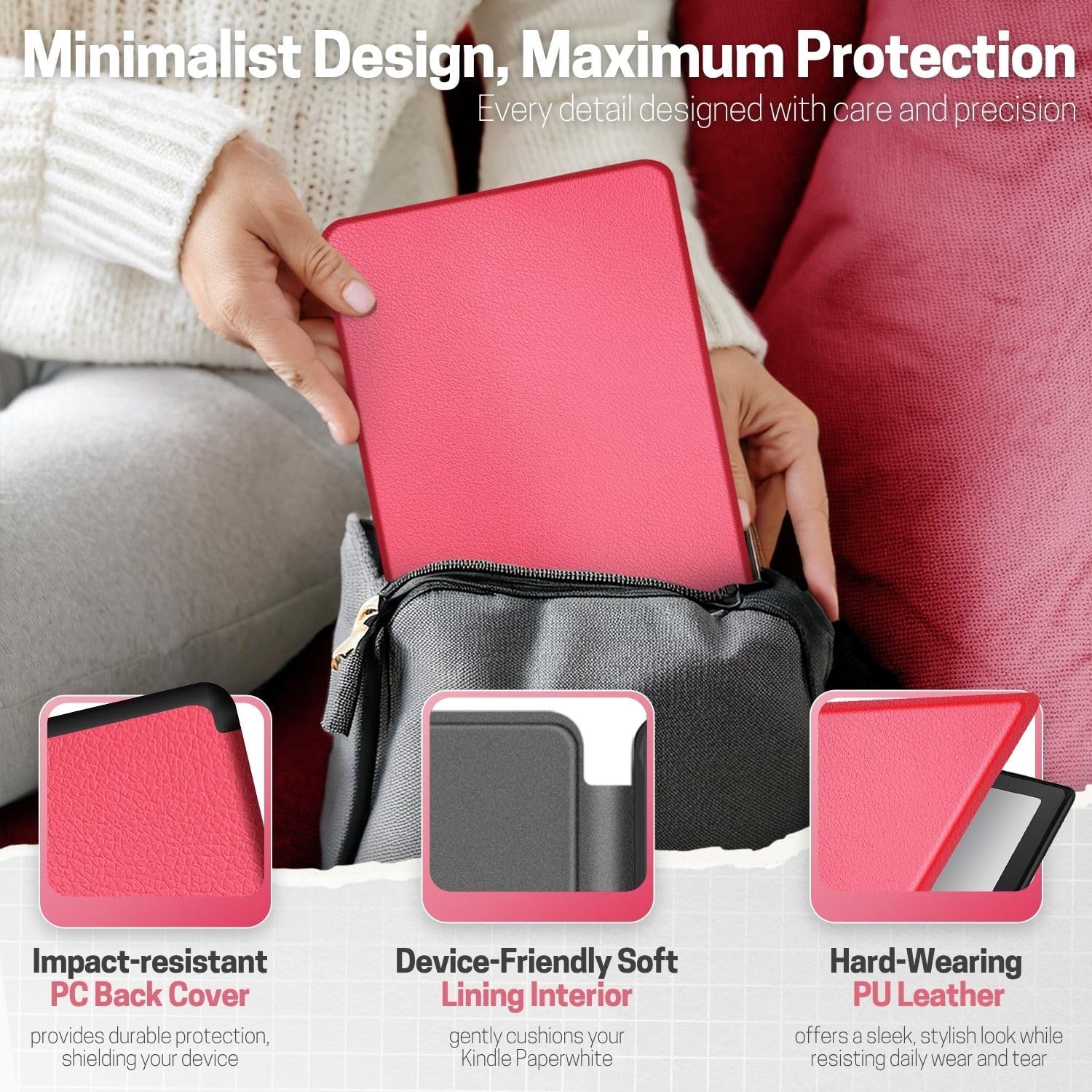 FUNDA PARA KINDLE PAPERWHITE TNP 12ª GENERACIÓN COLORSOFT 7 PULGADAS ROSA CLARO - 5