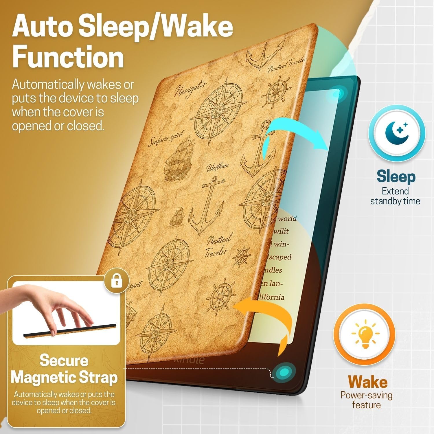 FUNDA PARA KINDLE PAPERWHITE 12ª GENERACIÓN TNP COLORSOFT 7 PULGADAS MAPA NÁUTICO - 3