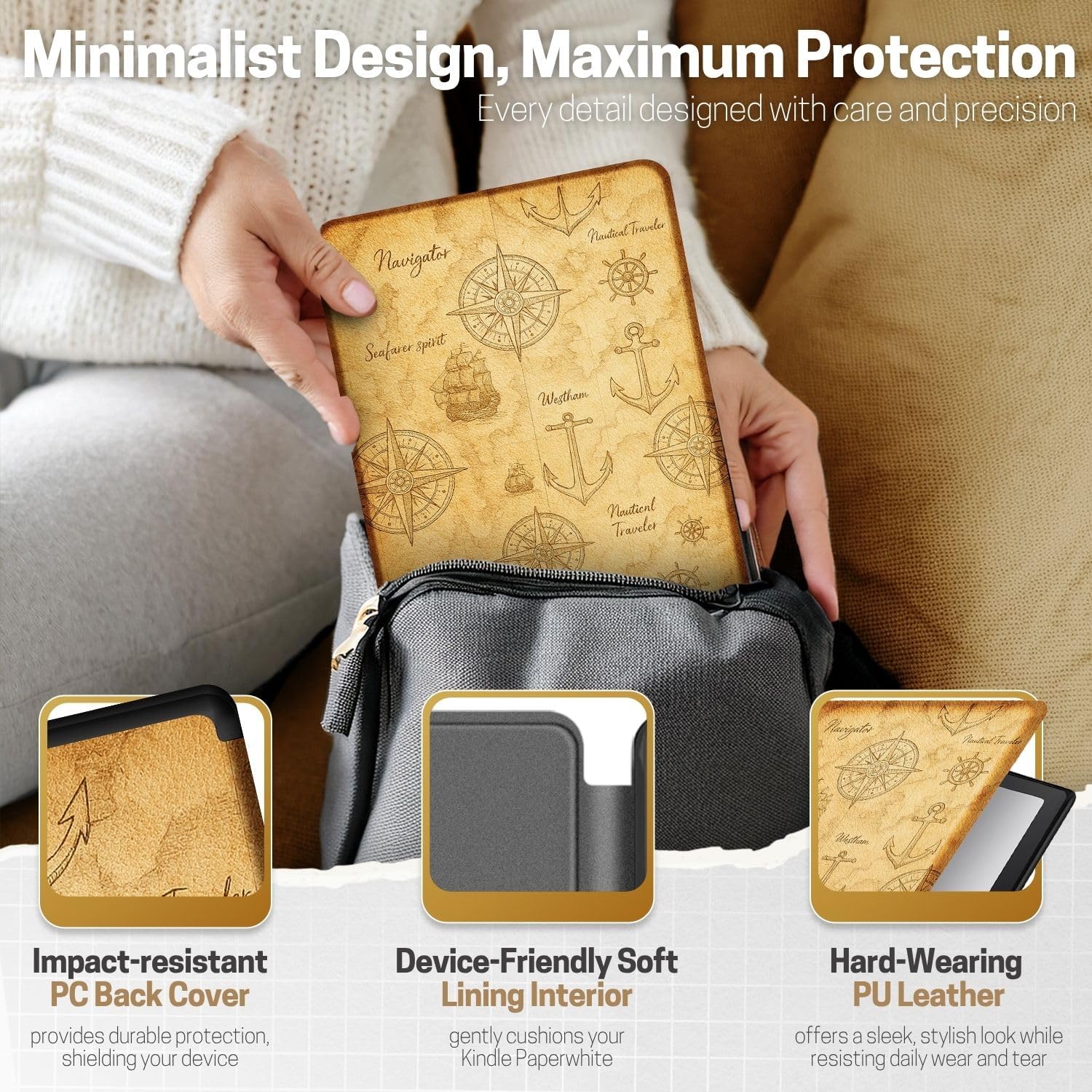 FUNDA PARA KINDLE PAPERWHITE 12ª GENERACIÓN TNP COLORSOFT 7 PULGADAS MAPA NÁUTICO - 5