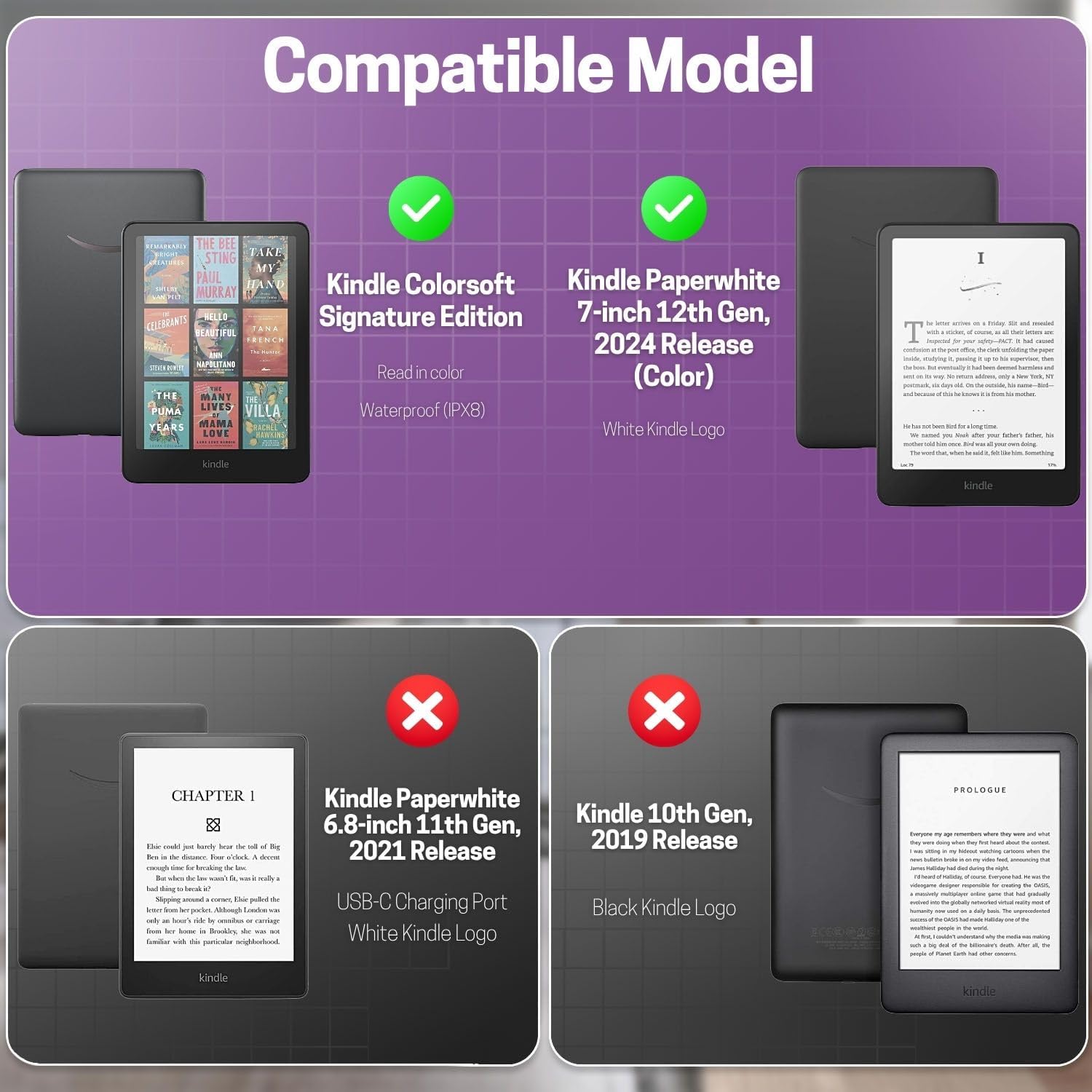 FUNDA PARA KINDLE PAPERWHITE TNP 12ª GENERACIÓN COLORSOFT 7 PULGADAS GATO LUNA - 2