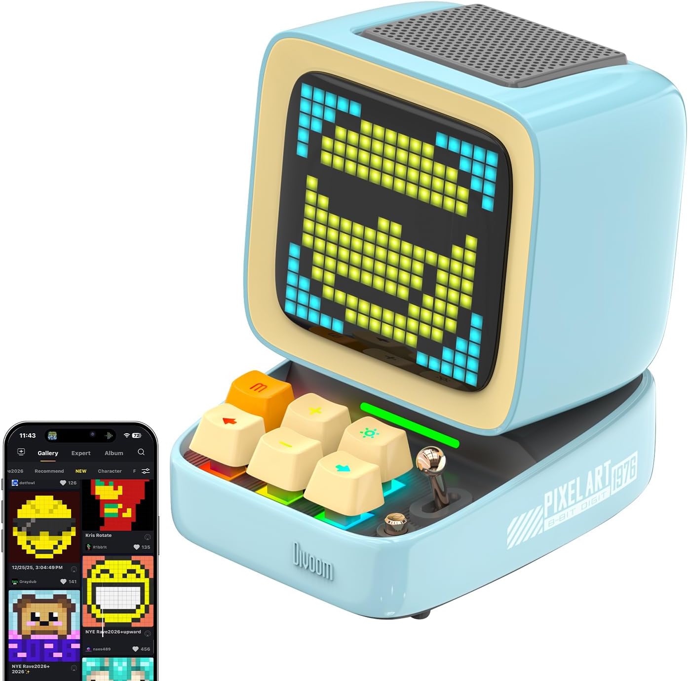 PARLANTE PORTÁTIL DIVOOM DITOO RETRO PIXEL ART 15W BLUETOOTH AZUL - 1