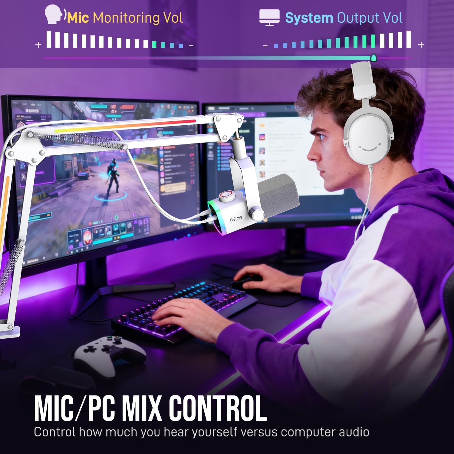 MICRÓFONO PARA STREAMING FIFINE AM8PROTW DINÁMICO XLR/USB - 5