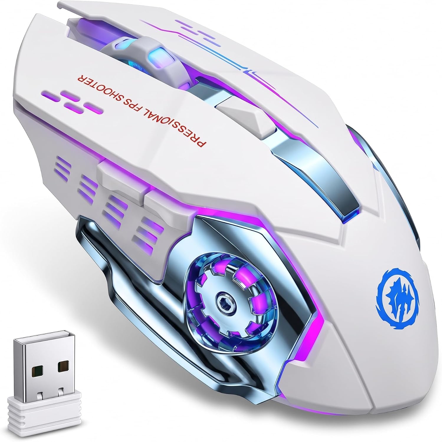 MOUSE GAMER MELOGAGA WIRELESS BLUETOOTH/2.4G RGB RECARGABLE BLANCO - 1