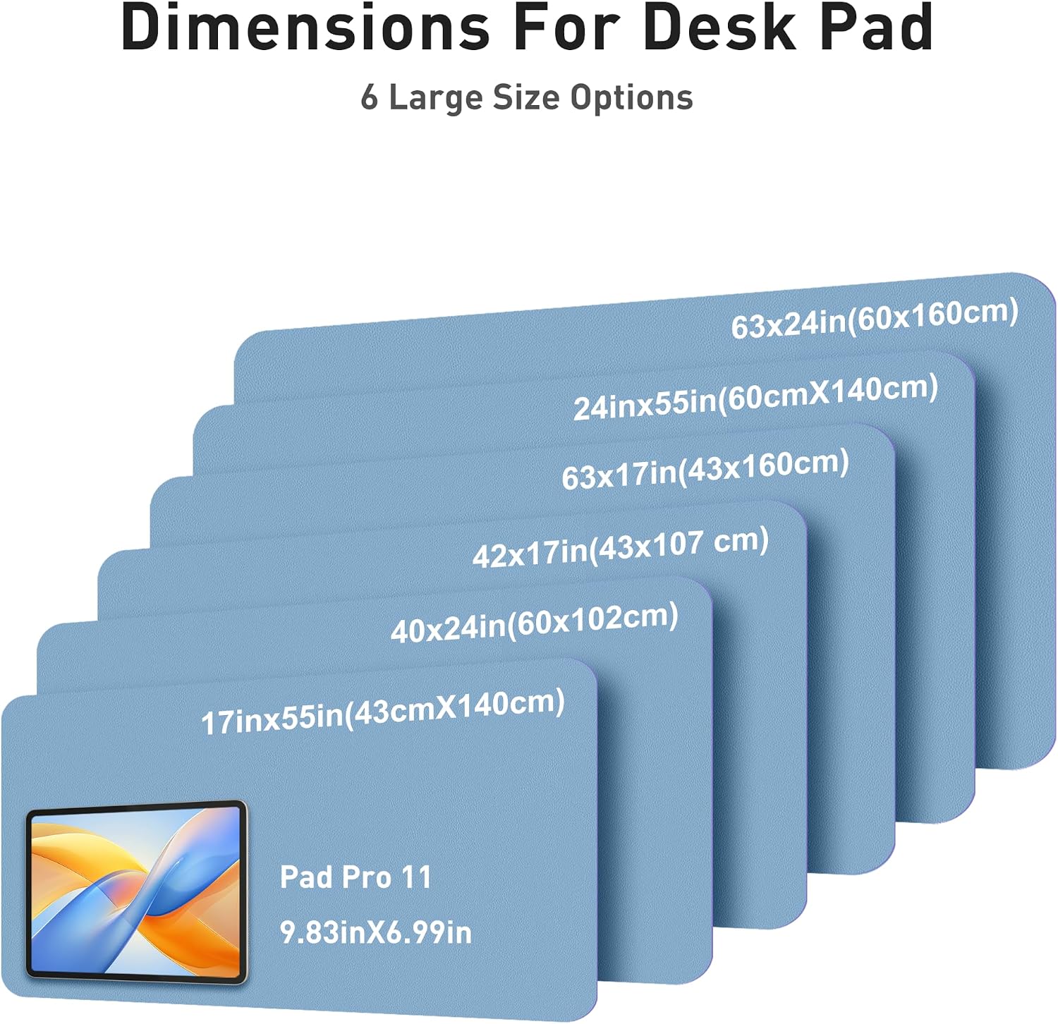 MOUSE PAD AOTHIA FAUX LEATHER DESK MAT AZUL CIELO 60X35 CM - 5