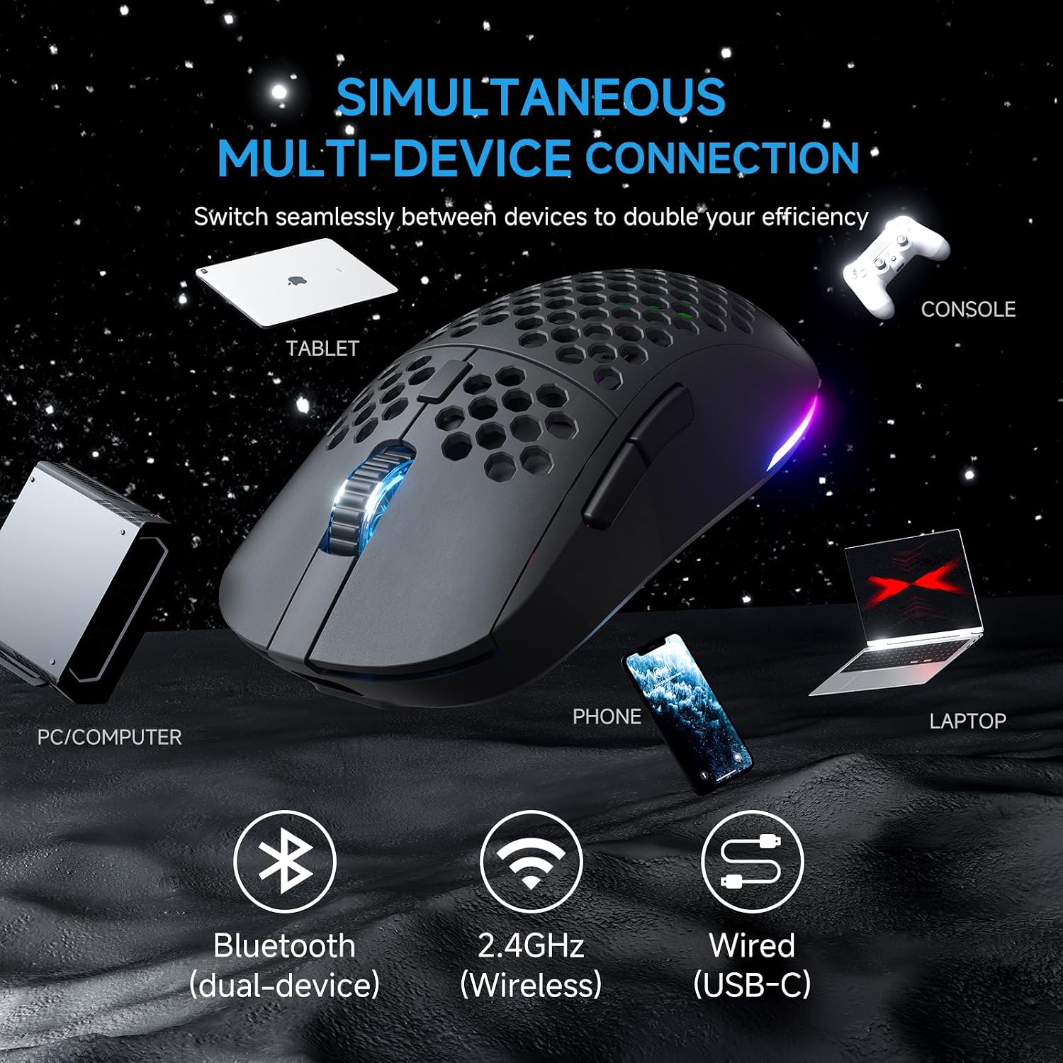 MOUSE GAMER TMKB FALCON M1 WIRELESS 24000 DPI NEGRO - 3