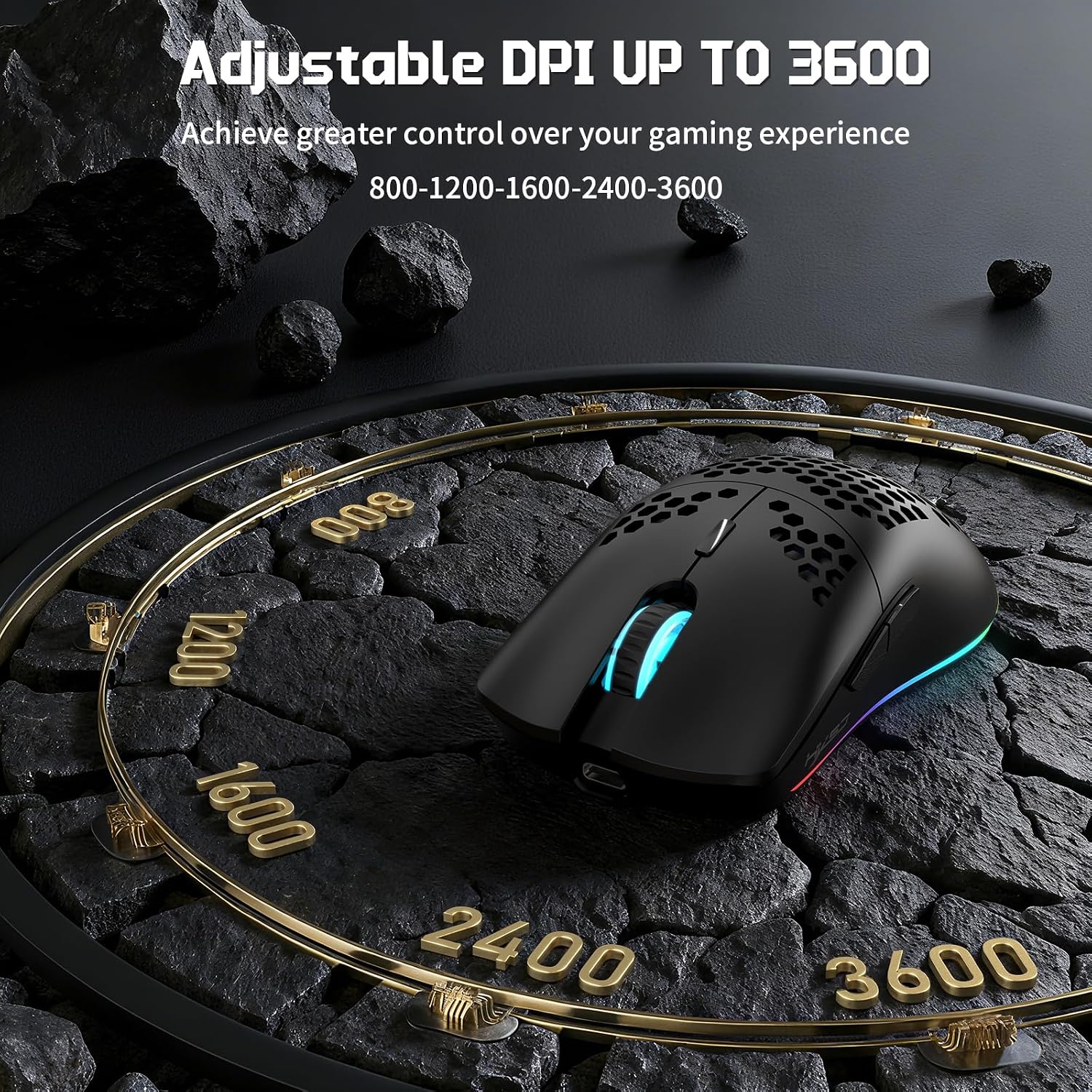 MOUSE GAMER FREEWOLF HXSJ T66 TRI-MODE SUPERLIGERO HONEYCOMB NEGRO - 4