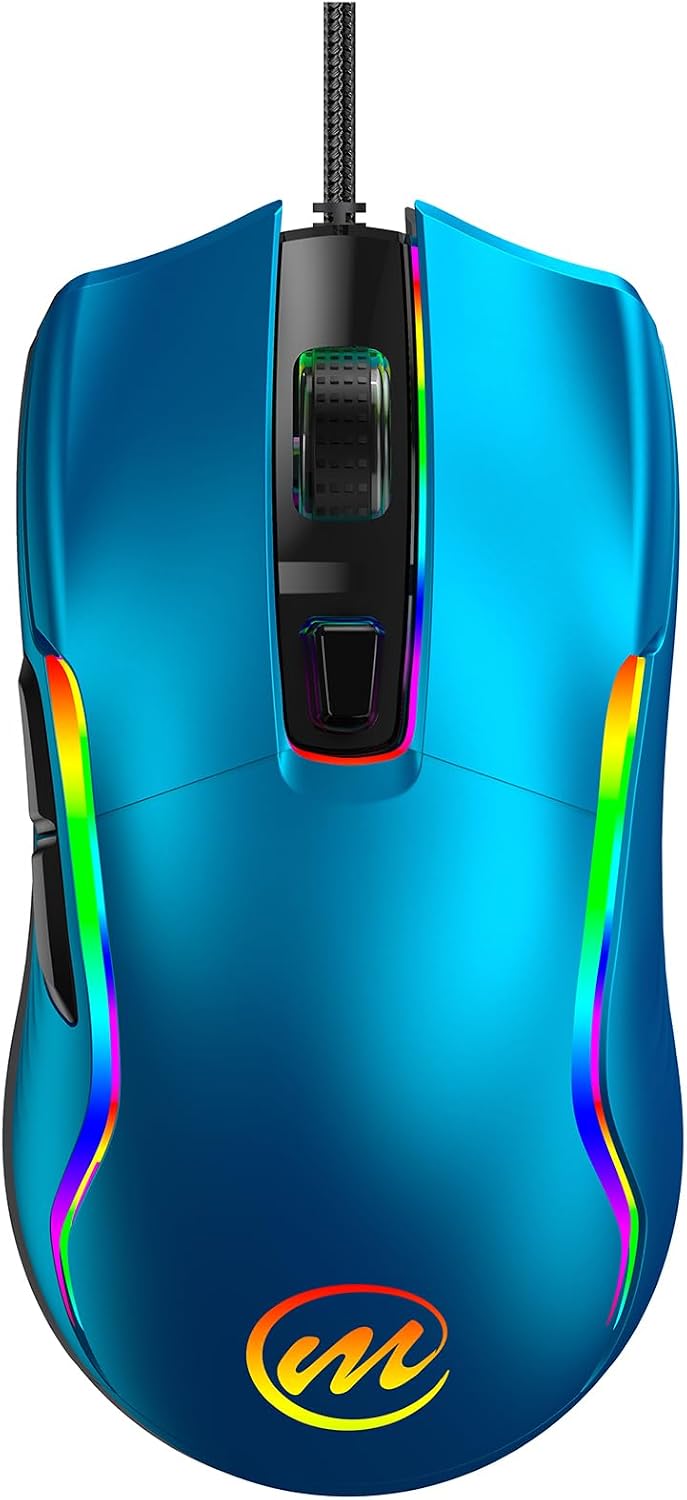 MOUSE GAMER MEMZUOIX CON CABLE RGB 6 DPI AJUSTABLES HASTA 12800 AZUL - 1