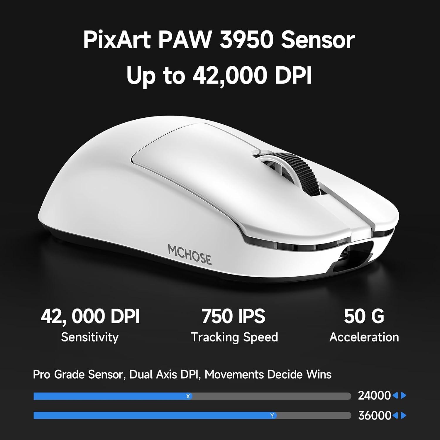 MOUSE GAMER MCHOSE L7 ULTRA+ WIRELESS ERGONÓMICO LIVIANO 48G - 3