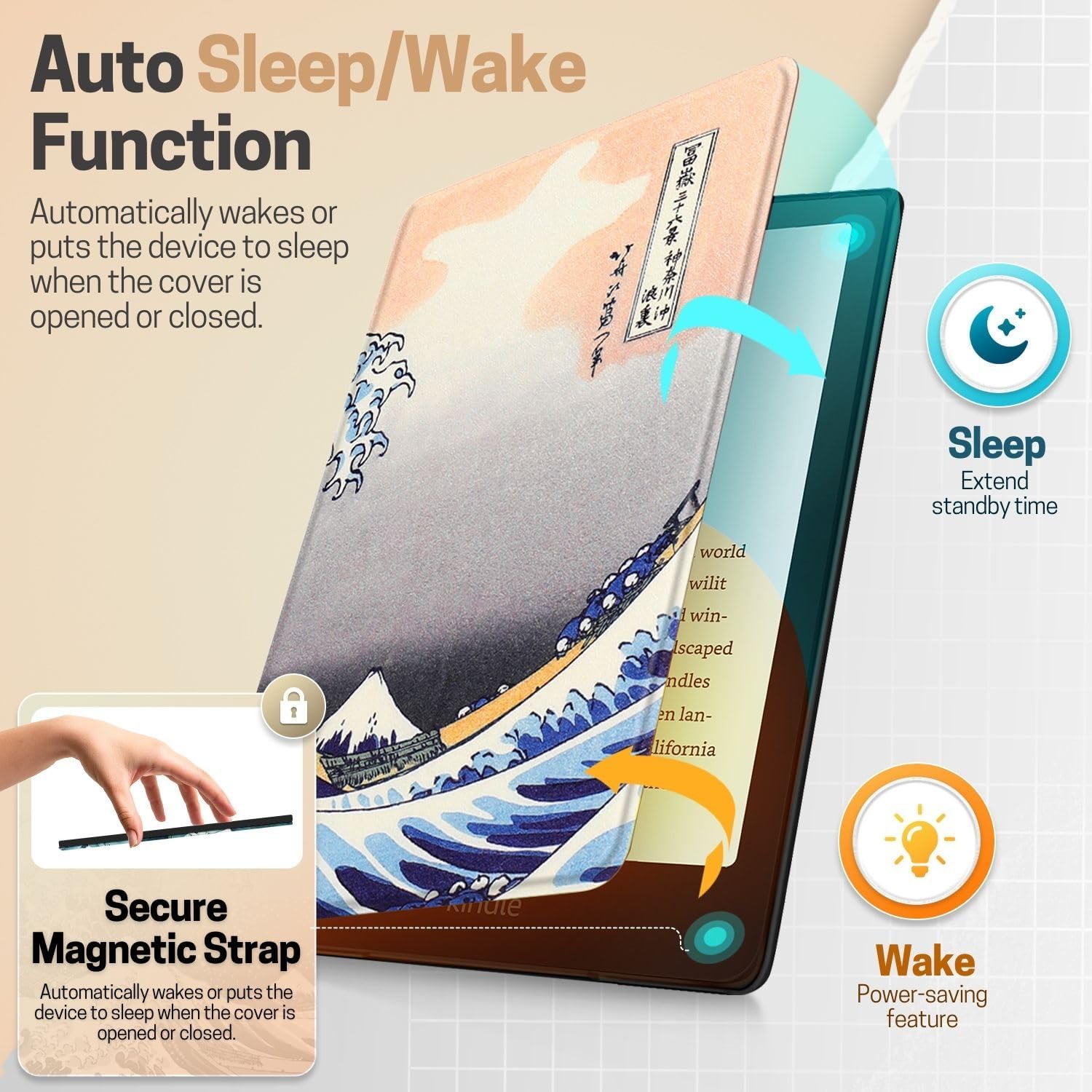 ESTUCHE TNP PARA KINDLE PAPERWHITE 12ª GEN 7 PULGADAS COLORSOFT GRAN OLA - 3