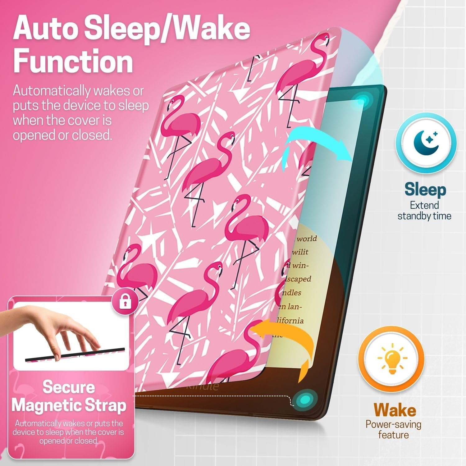ESTUCHE TNP PARA KINDLE PAPERWHITE 12TH GEN 7 PULGADAS ROSADO FLAMENCO - 3