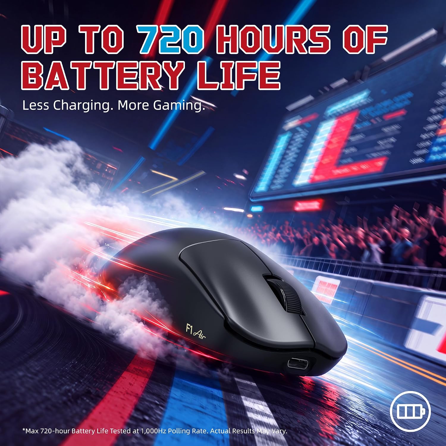MOUSE GAMER ATTACK SHARK F1 AIR INALÁMBRICO LIVIANO NEGRO - 5